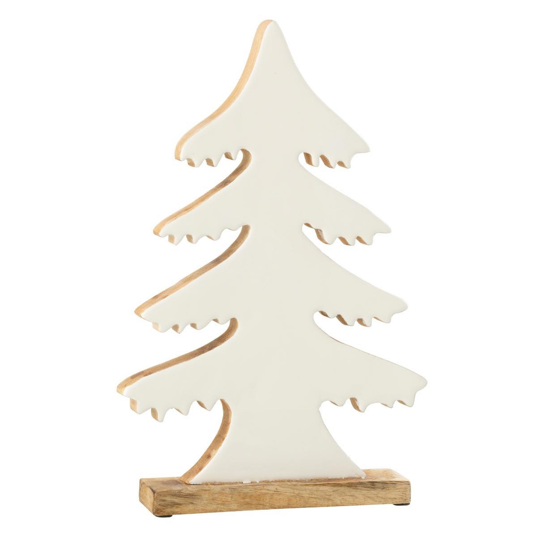 J-LINE Sapin déco en bois  cosy  35cm blanc