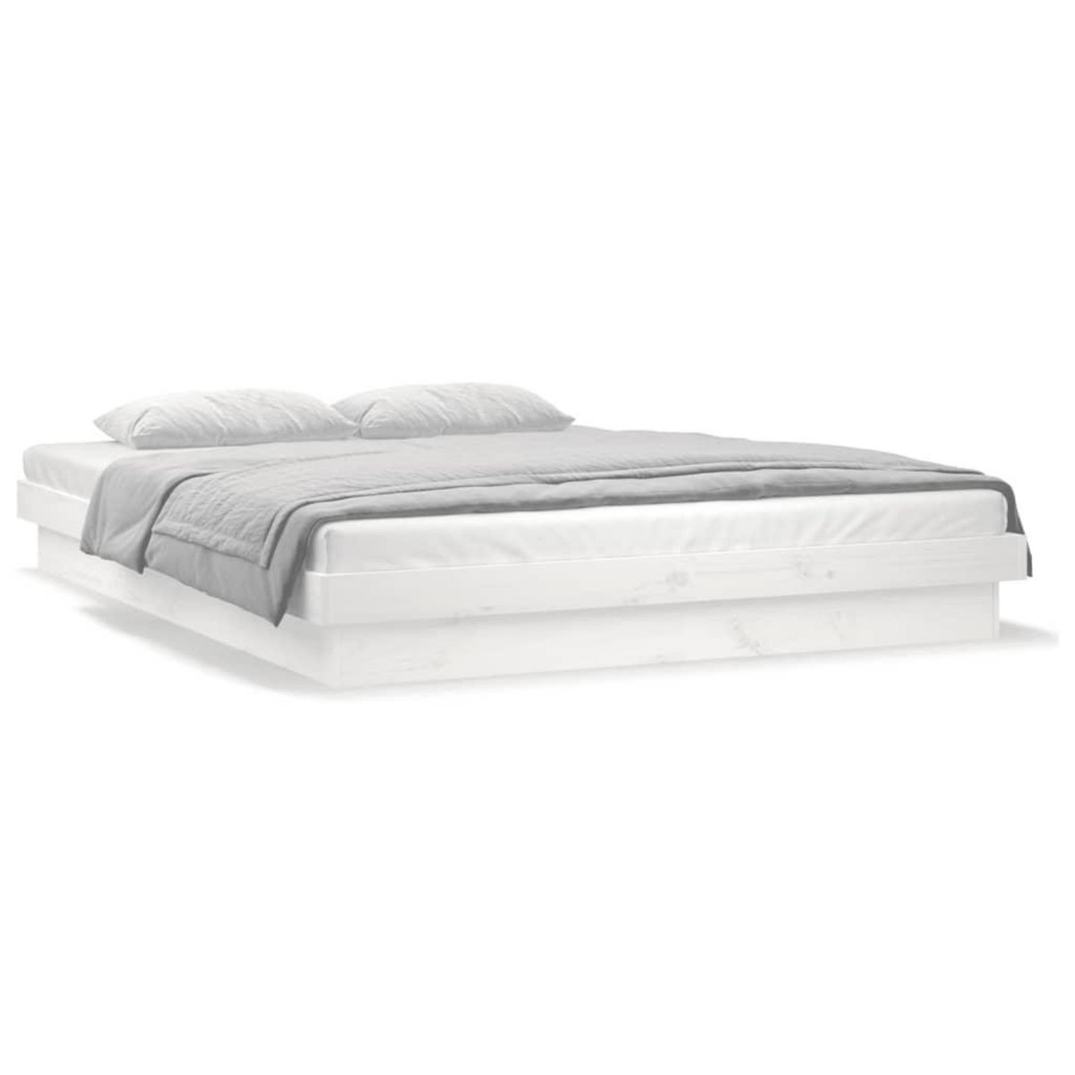VIDAXL Cadre de lit a LED sans matelas blanc bois massif