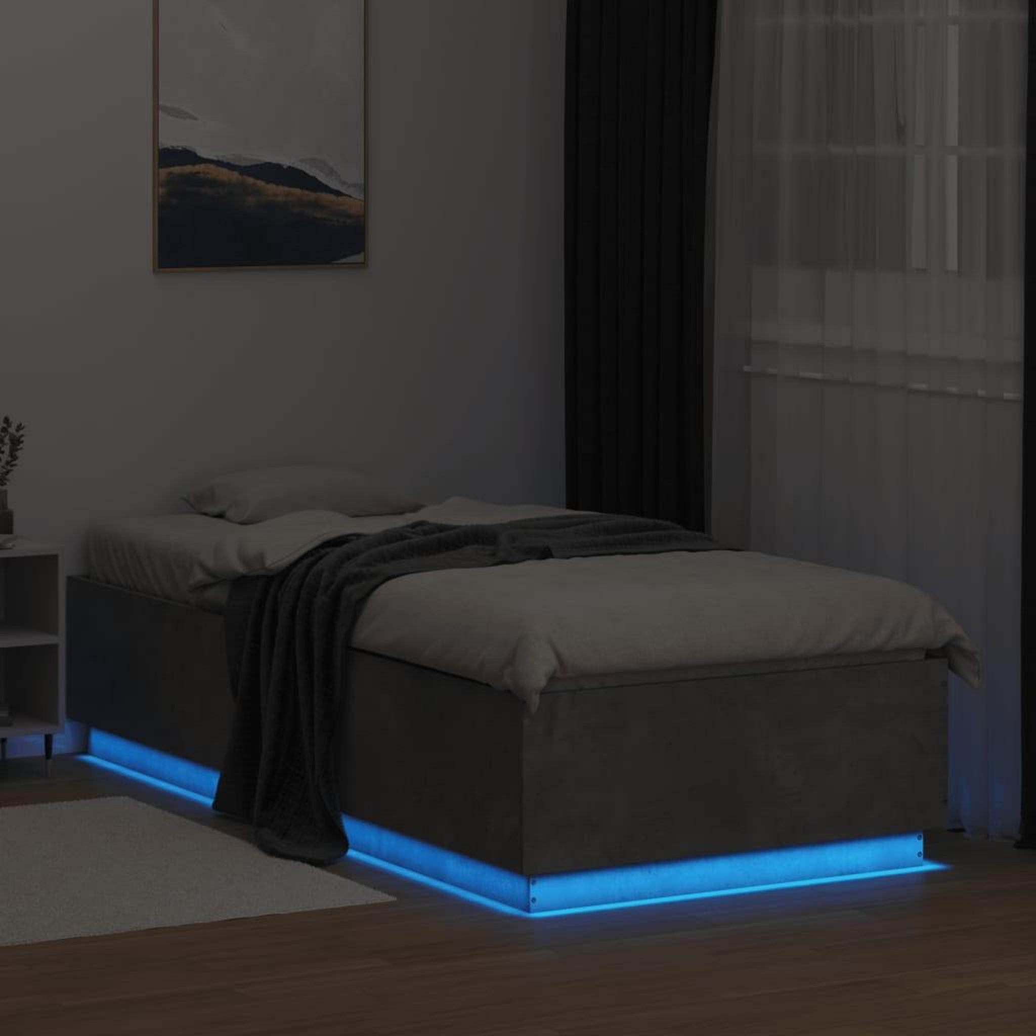Voir la diapositive 4 : VIDAXL Cadre de lit avec LED sans matelas gris beton 90x200 cm