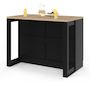 Voir la diapositive 4 : ID MARKET Ilot central mange-debout ORSO 120 cm casserolier 6 tiroirs noir et plateau bois