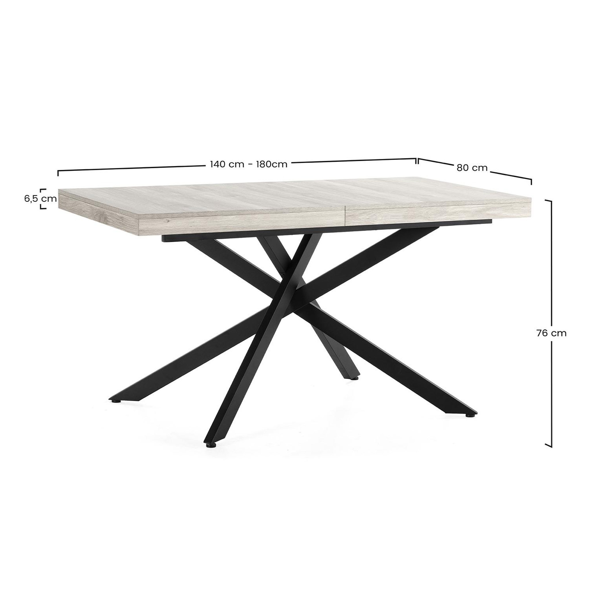 Voir la diapositive 6 : VS VENTA-STOCK Table de salle à manger extensible Palermo couleur chêne, 140-180 cm
