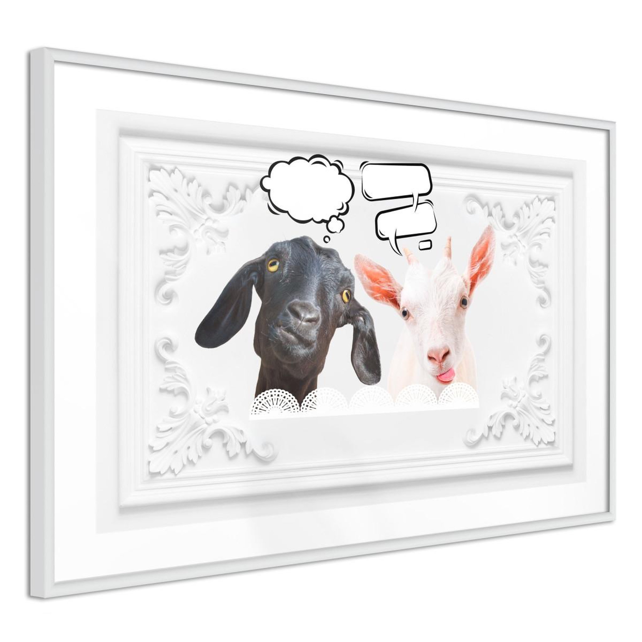 Paris Prix Affiche murale encadrée  conversation of two goats