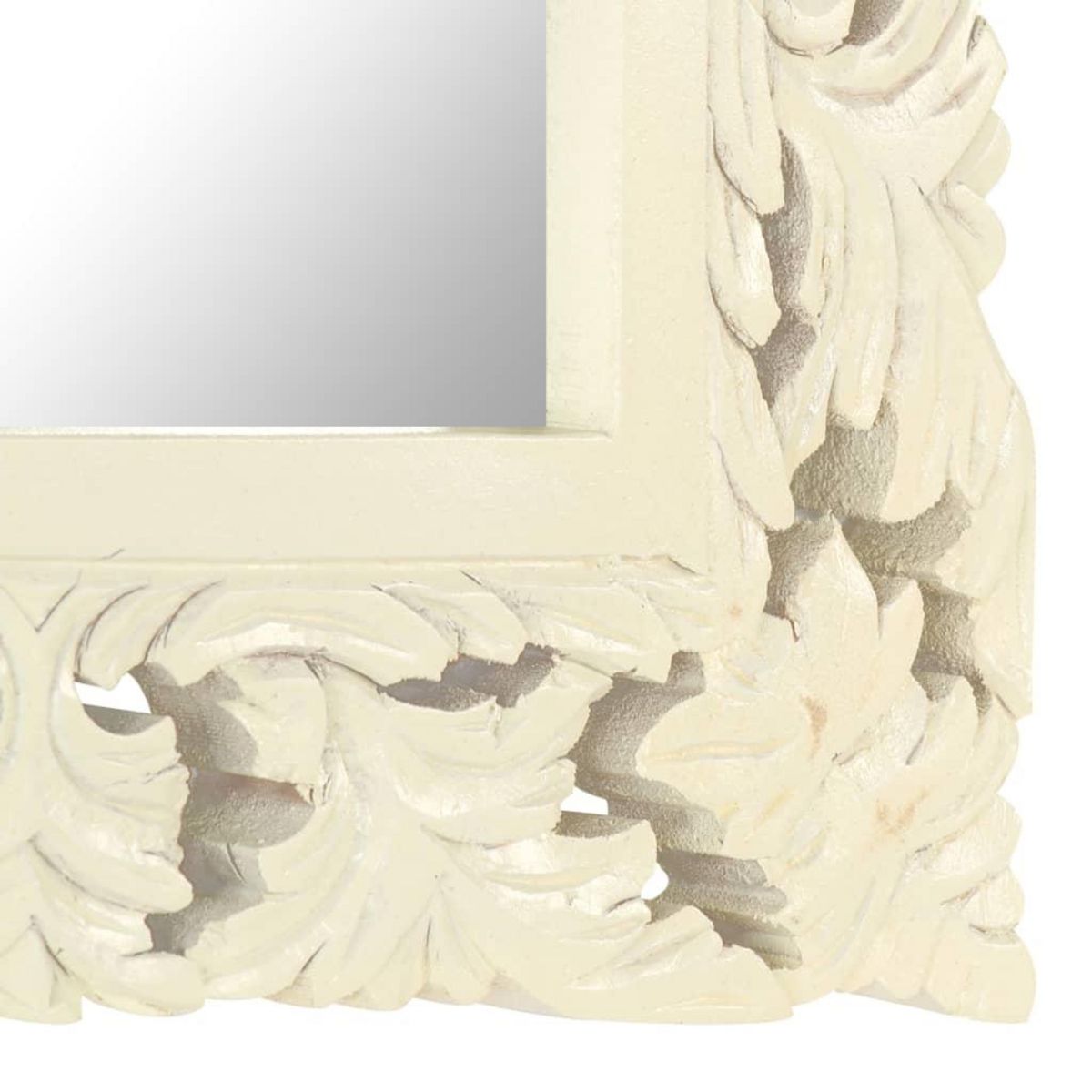 VIDAXL Miroir sculpte a la main Blanc 50x50 cm Bois de manguier massif