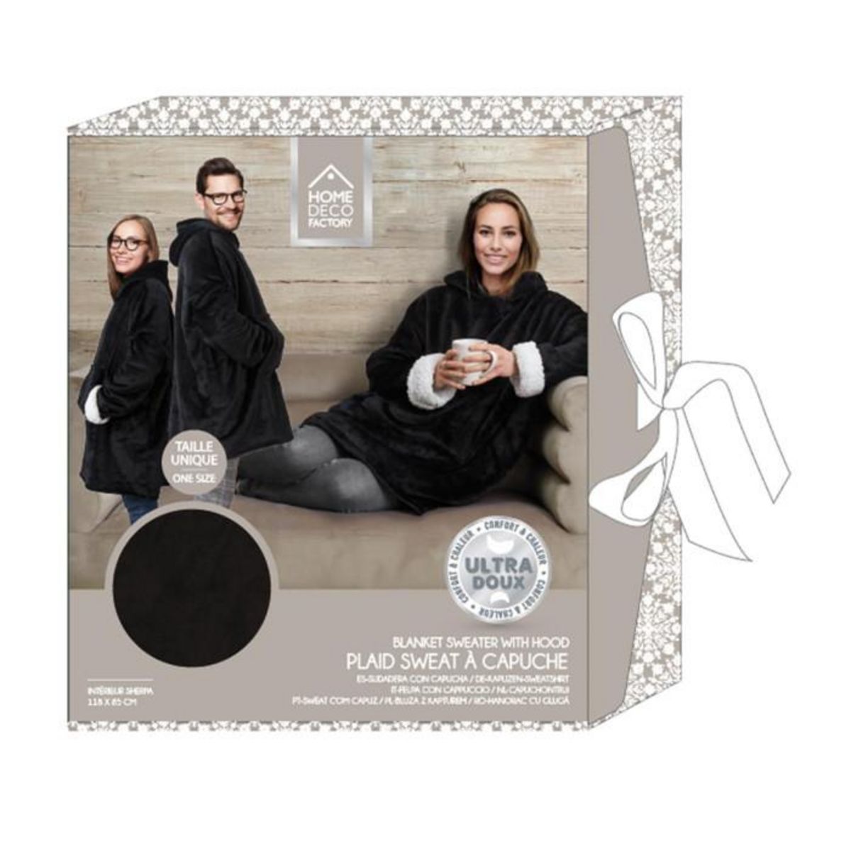 Paris Prix Sweat à Capuche  Sherpa  85x118cm Noir