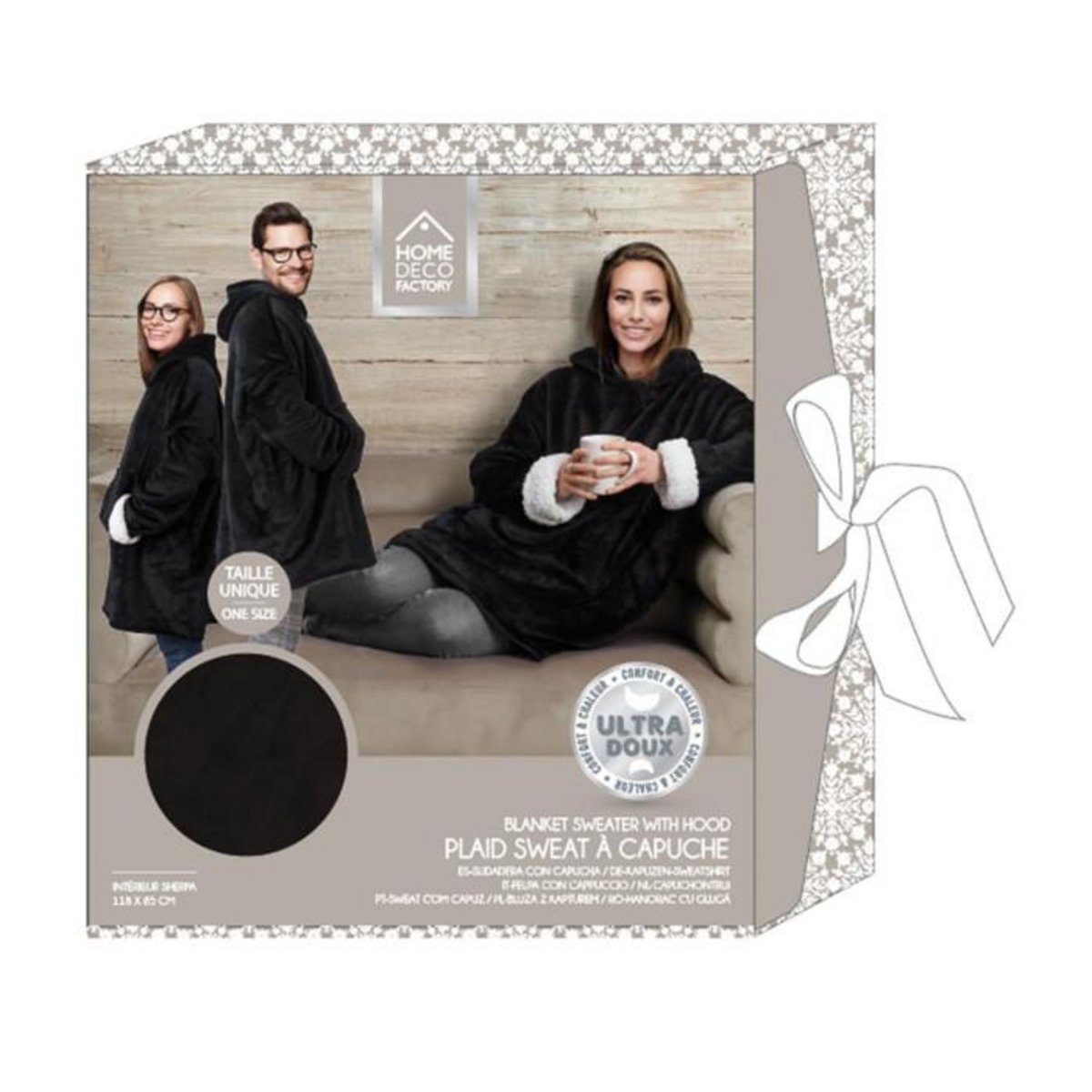 Paris Prix Sweat à Capuche  Sherpa  85x118cm Noir