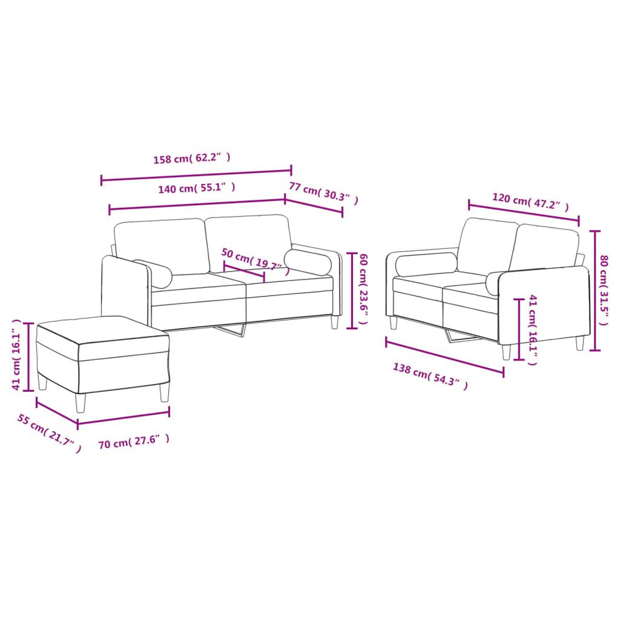 Voir la diapositive 6 : VIDAXL Ensemble de canapes 3 pcs avec coussins vert fonce velours