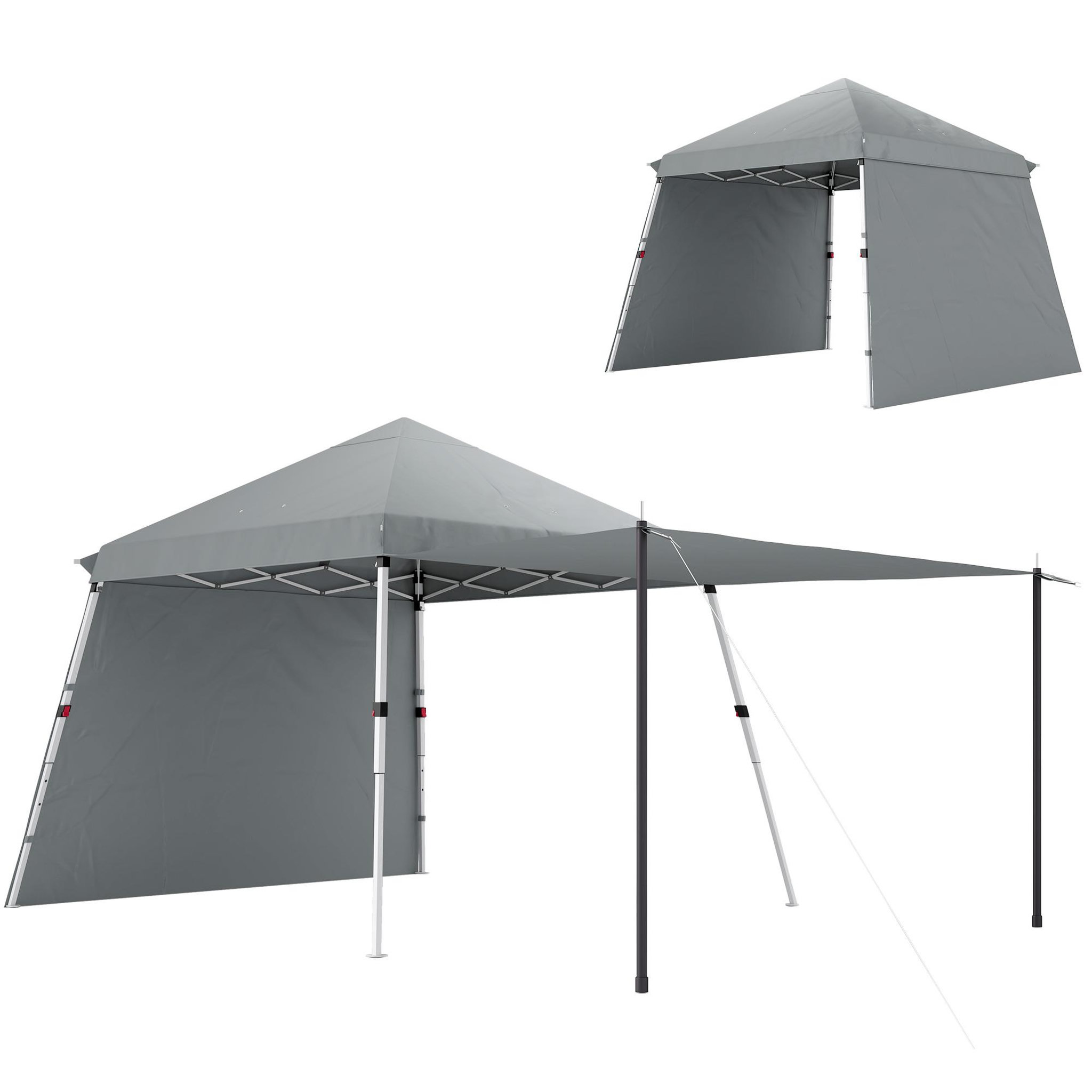 Voir la diapositive 1 : OUTSUNNY Tonnelle barnum pop up automatique extensible max. 6x3m hauteur réglable sac transport inclus gris