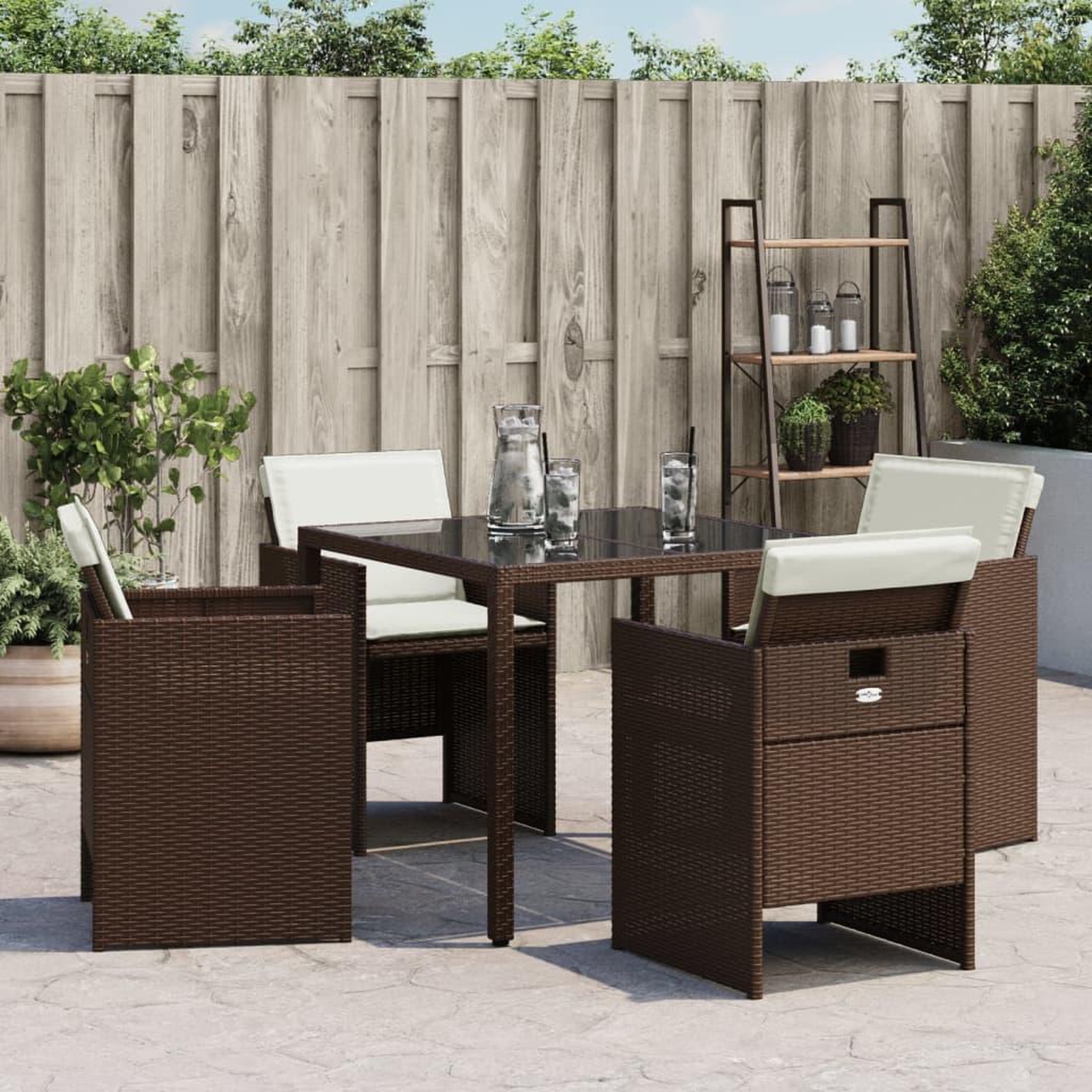 Voir la diapositive 4 : VIDAXL Chaises de jardin avec coussins lot de 4 marron resine tressee