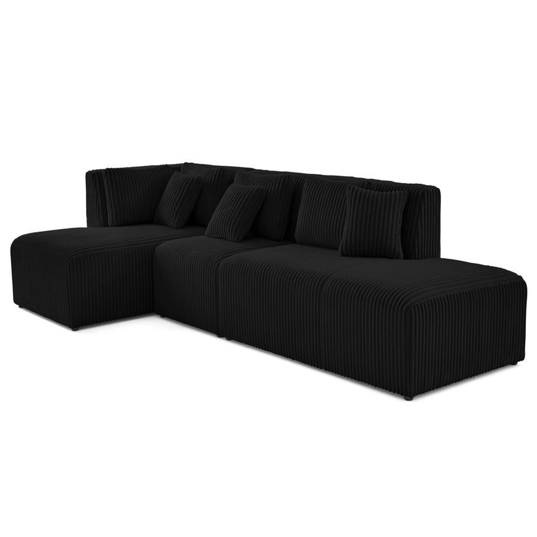 Voir la diapositive 2 : LISA DESIGN Victoire - canapé modulable d'angle gauche 5 places en velours côtelé grosses côtes