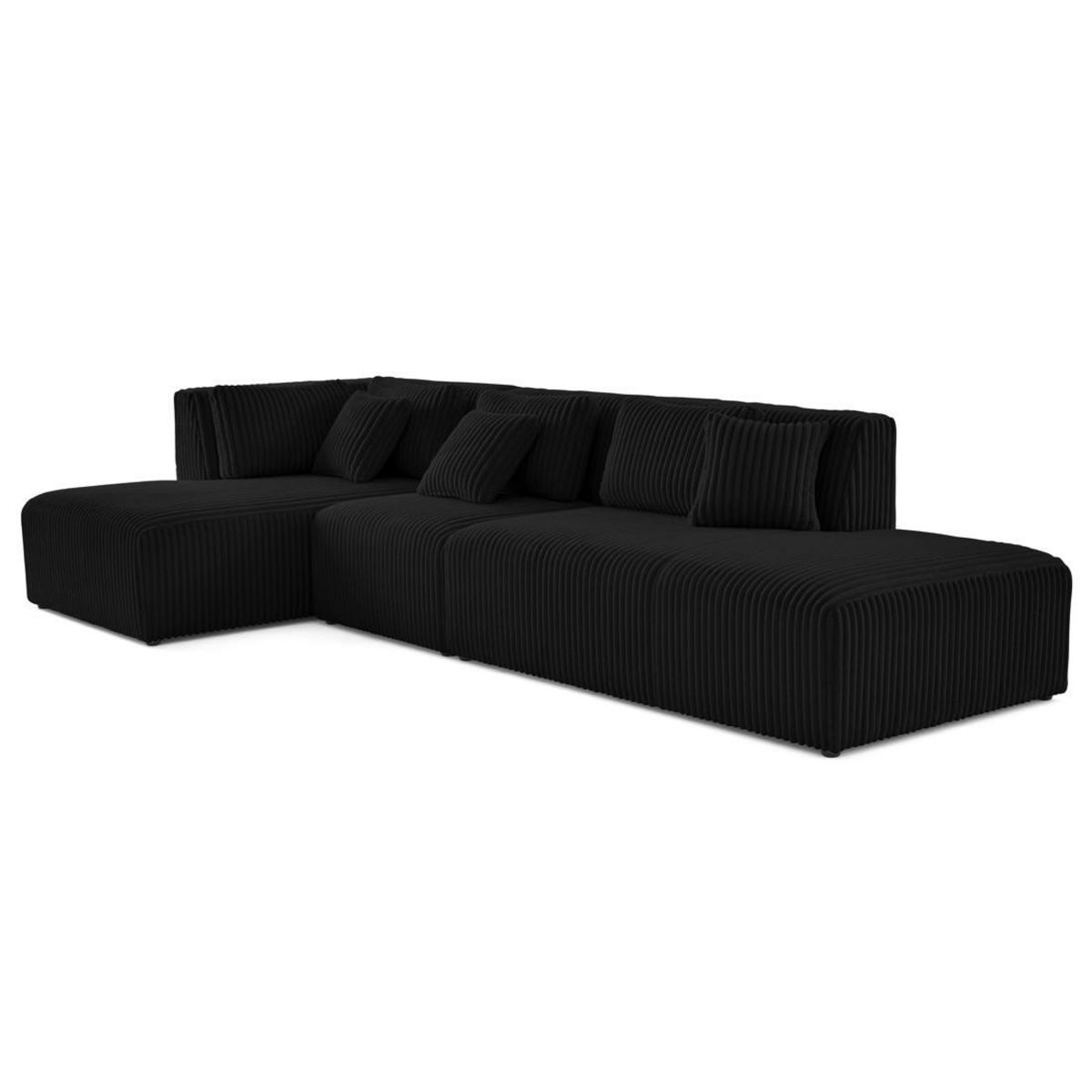 LISA DESIGN Victoire - canapé modulable d'angle gauche 5 places en velours côtelé grosses côtes