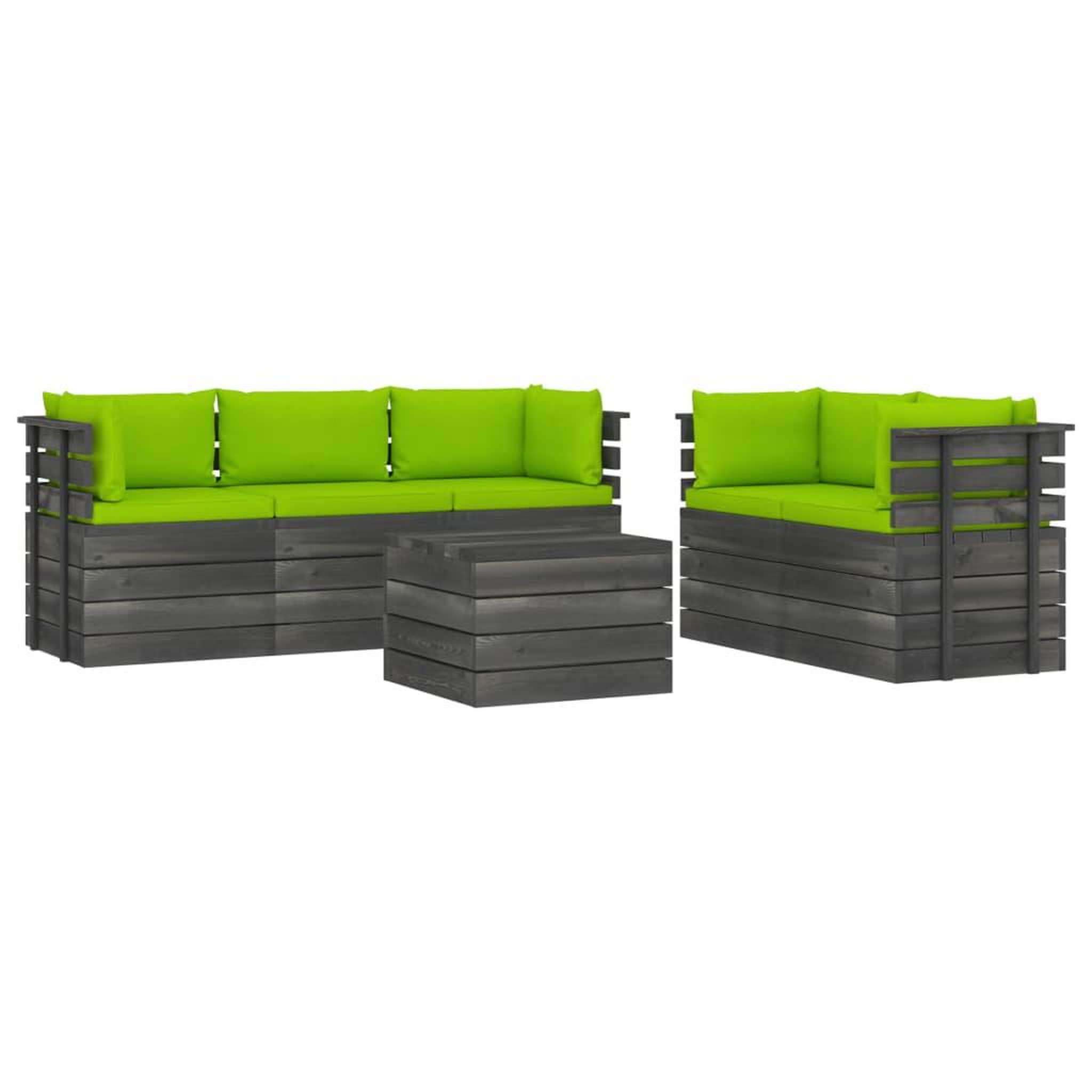 Voir la diapositive 2 : VIDAXL Salon palette de jardin 6 pcs avec coussins Bois de pin massif