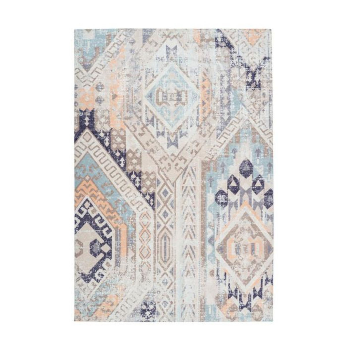 Paris Prix Tapis Ethnique à Poils Courts  Indiana II  Bleu