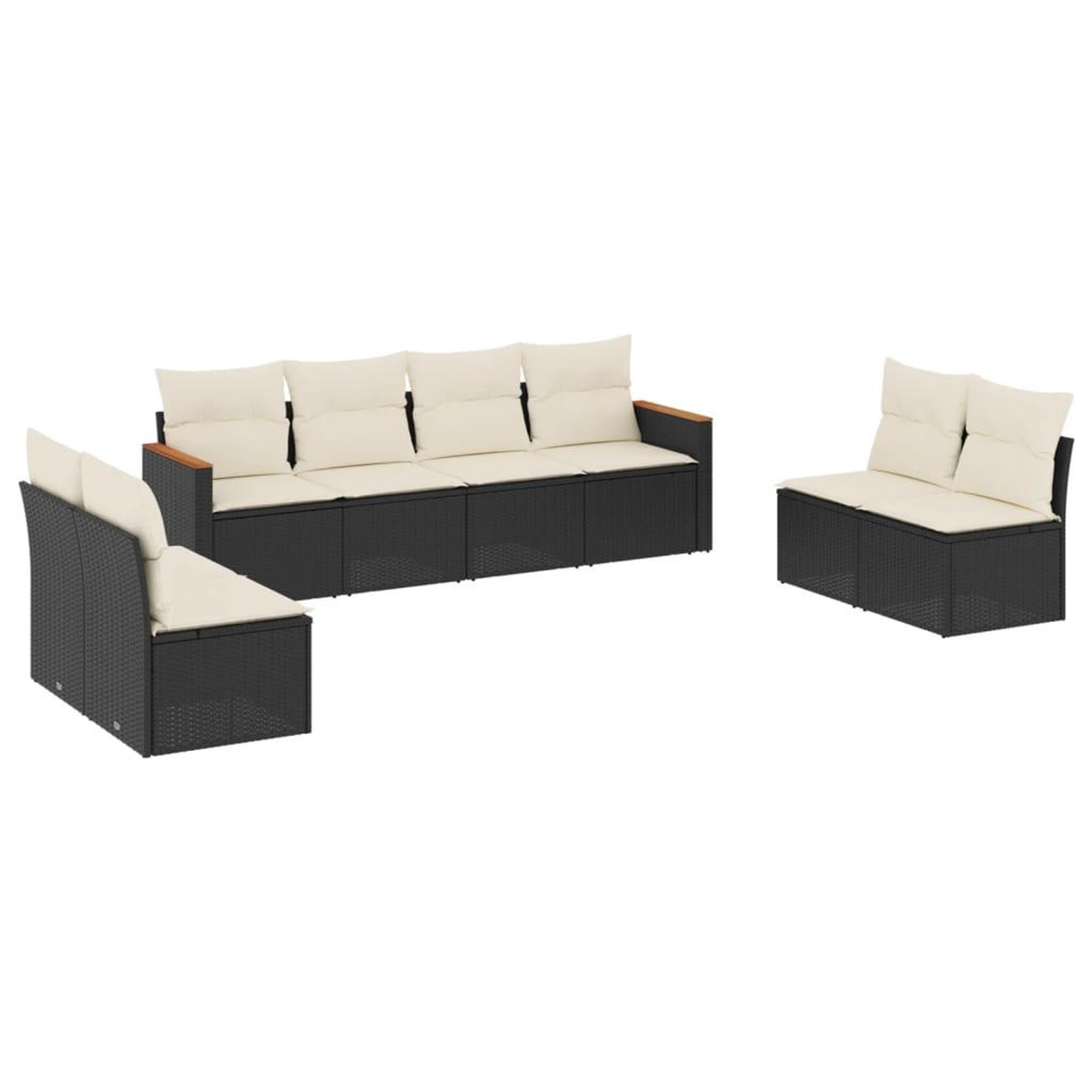 Voir la diapositive 2 : VIDAXL Salon de jardin 8 pcs avec coussins noir resine tressee