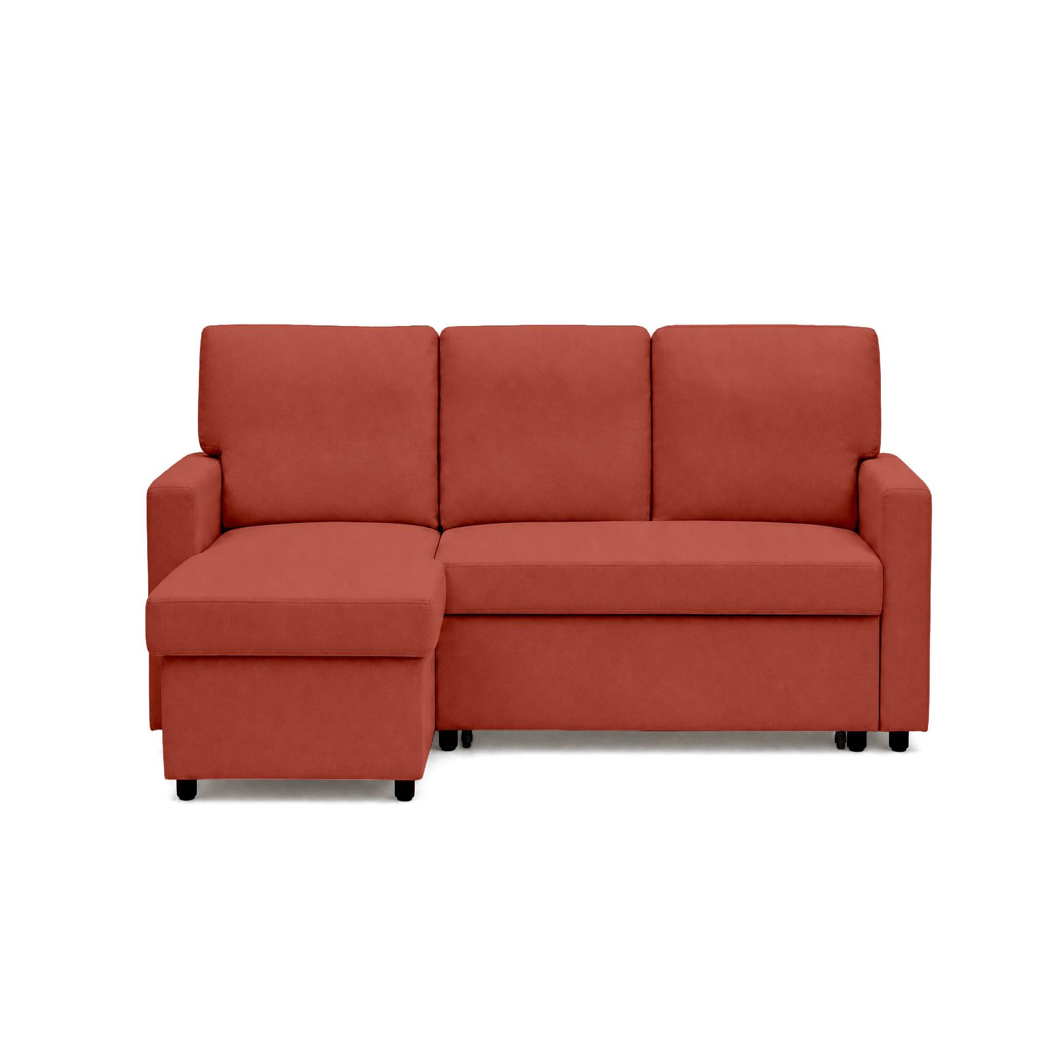 Voir la diapositive 1 : BEST MOBILIER Meiya - canapé d'angle réversible 4 places convertible avec coffre en tissu