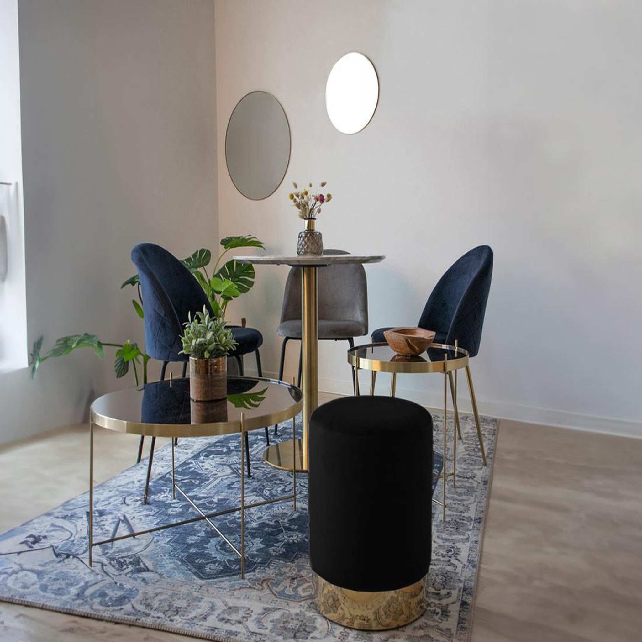 Voir la diapositive 2 : BEST MOBILIER Velana - pouf - en velours