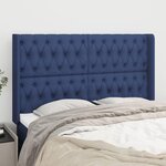 VIDAXL Tete de lit avec oreilles Bleu 147x16x118/128 cm Tissu