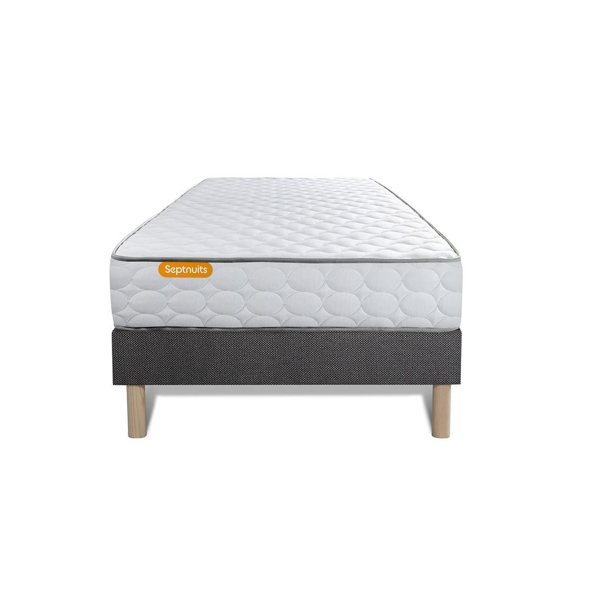 SEPTNUITS Ensemble matelas Mémoire de forme + sommier gris Memo