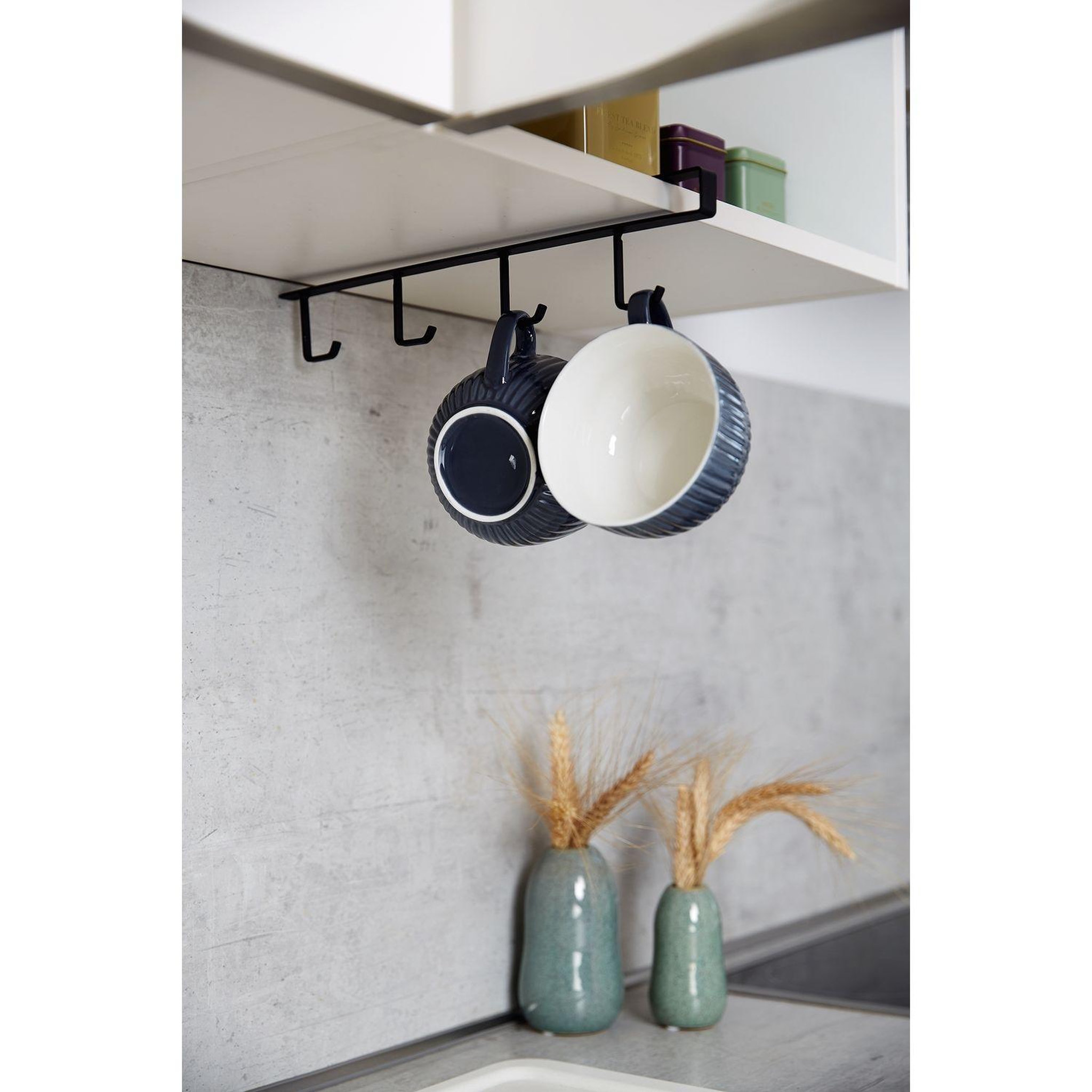 Voir la diapositive 2 : Wenko Rangement de placard cuisine - Porte 4 Tasses - Noir