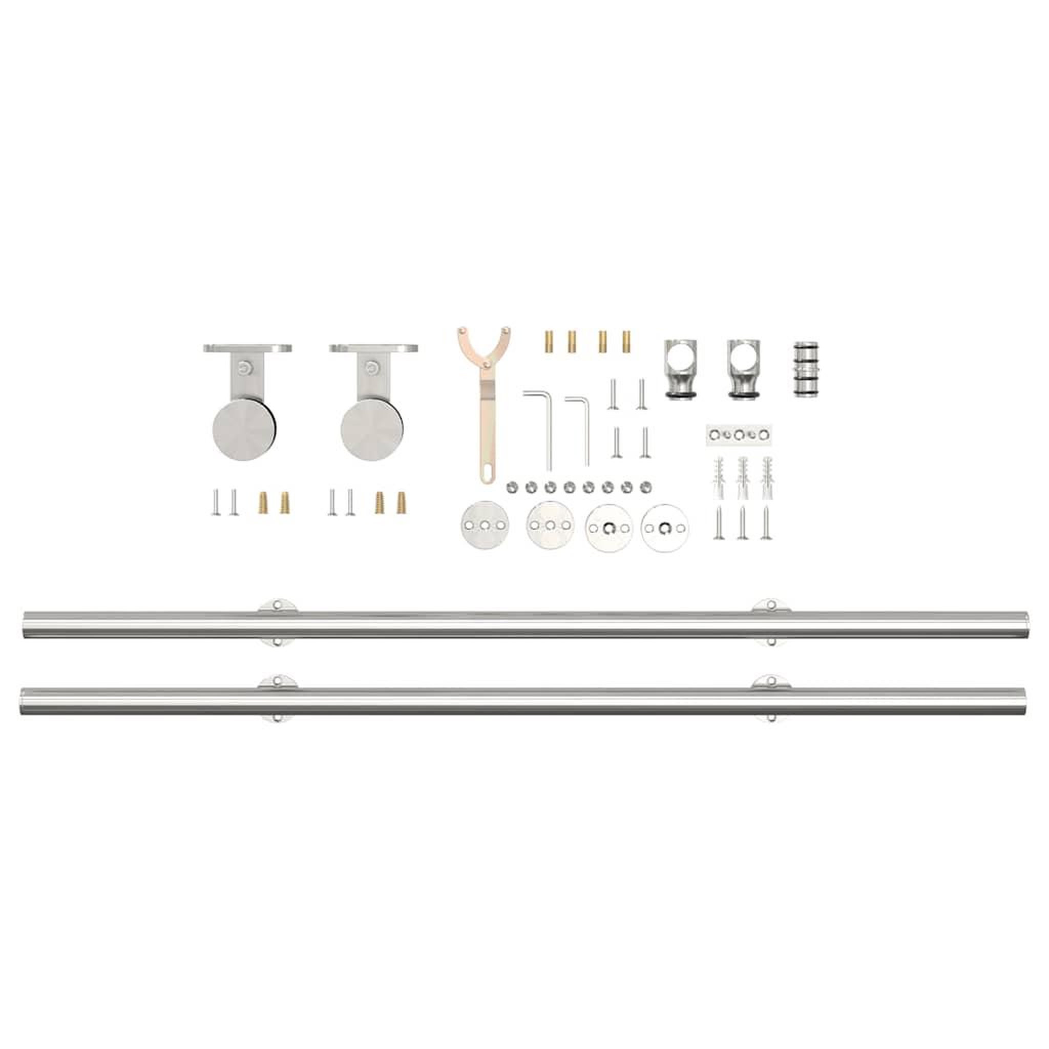 Voir la diapositive 4 : VIDAXL Kit fixation porte coulissante 200 cm Acier inoxydable Argente