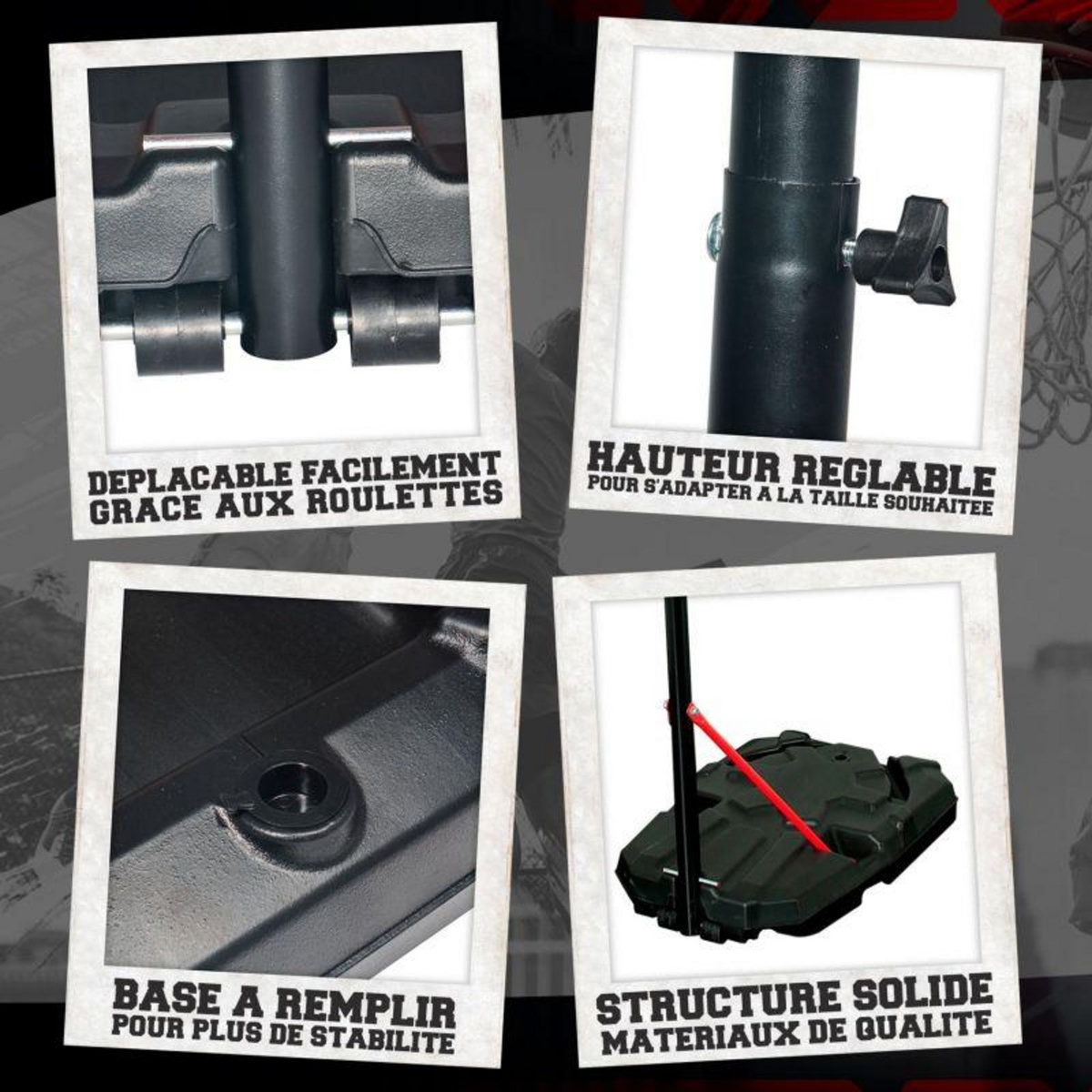 BUMBER Panier de Basket sur Pied Mobile Phoenix - Bumber - Hauteur réglable de 2m à 2m60