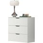 Voir la diapositive 2 : MARKET24 Commode BASIX - 3 tiroirs - Blanc mat - Bois - L 78 x P 40 x H 80 cm