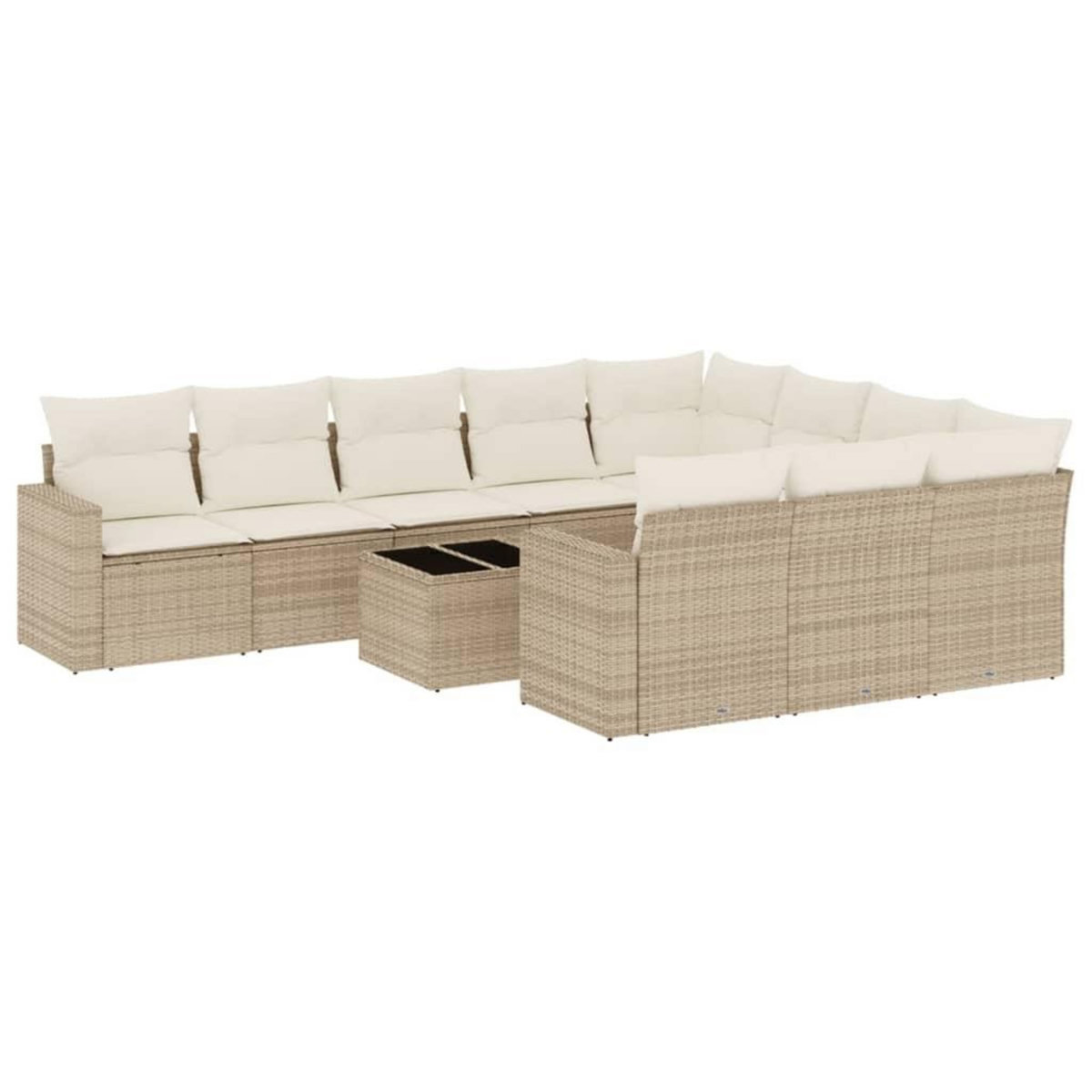 VIDAXL Salon de jardin 11 pcs avec coussins beige resine tressee
