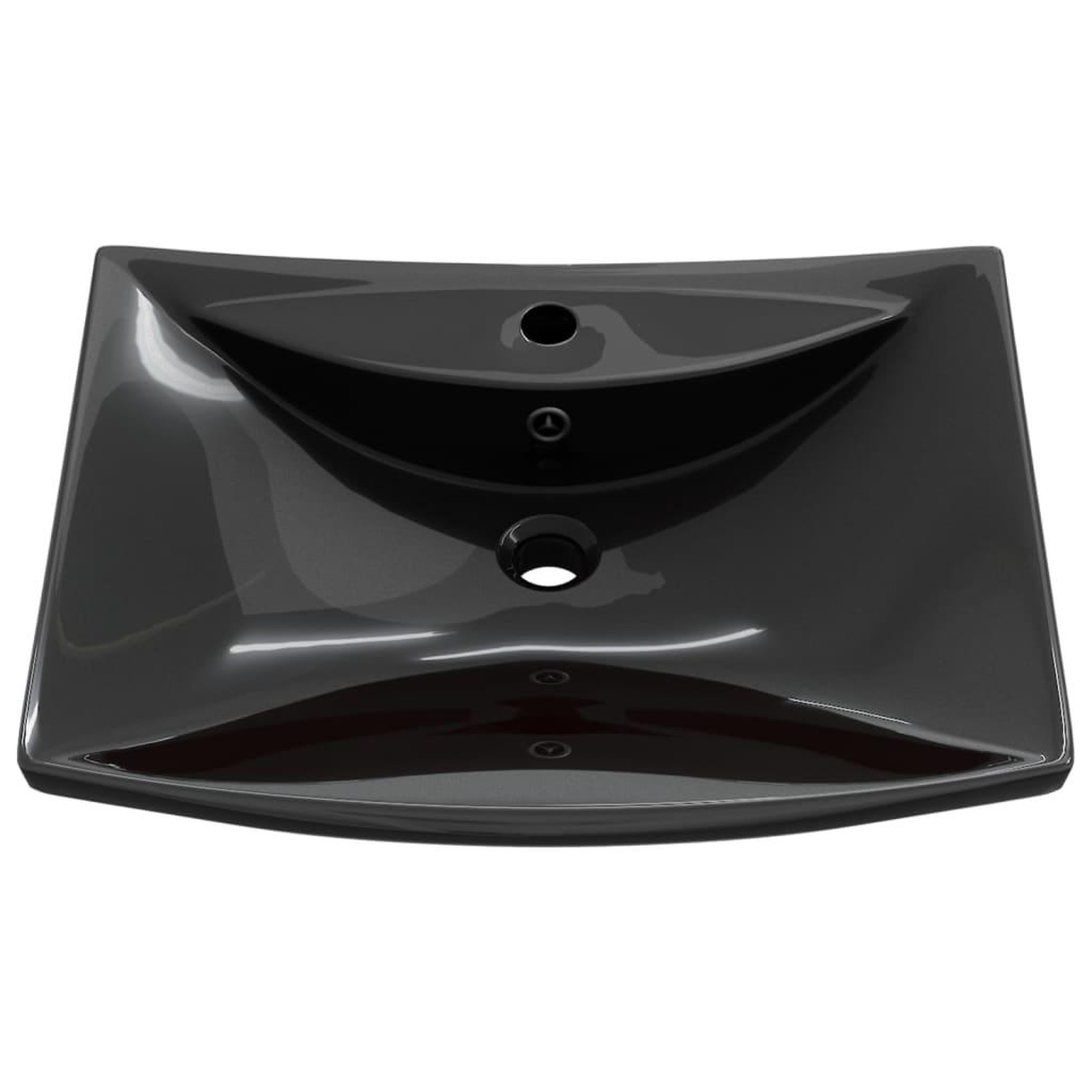 Voir la diapositive 3 : VIDAXL Lavabo rectangulaire en ceramique noir de luxe avec trop-plein et trou