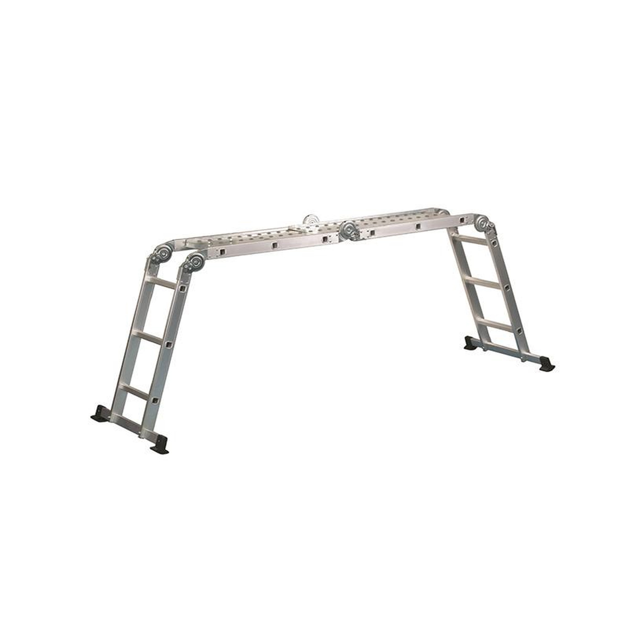 Voir la diapositive 4 : HAILO Echelle pliante articulée avec plateforme 4x3 échelons 3,5m/4,5m en aluminium Hailo