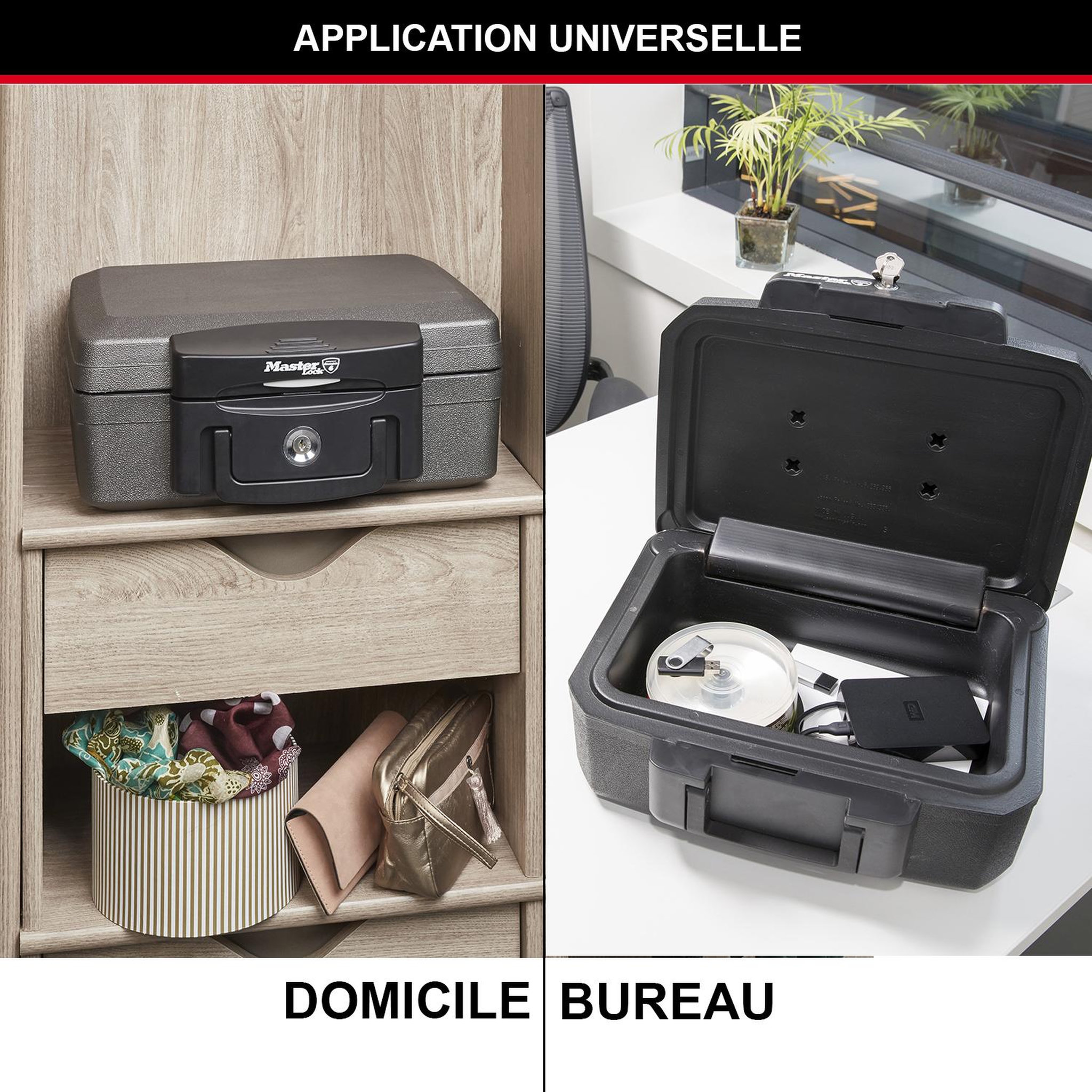 Voir la diapositive 2 : Master lock Mallette de sécurité anti feu [ignifuge et etanche] [serrure à clé] [small] h0100eurhro