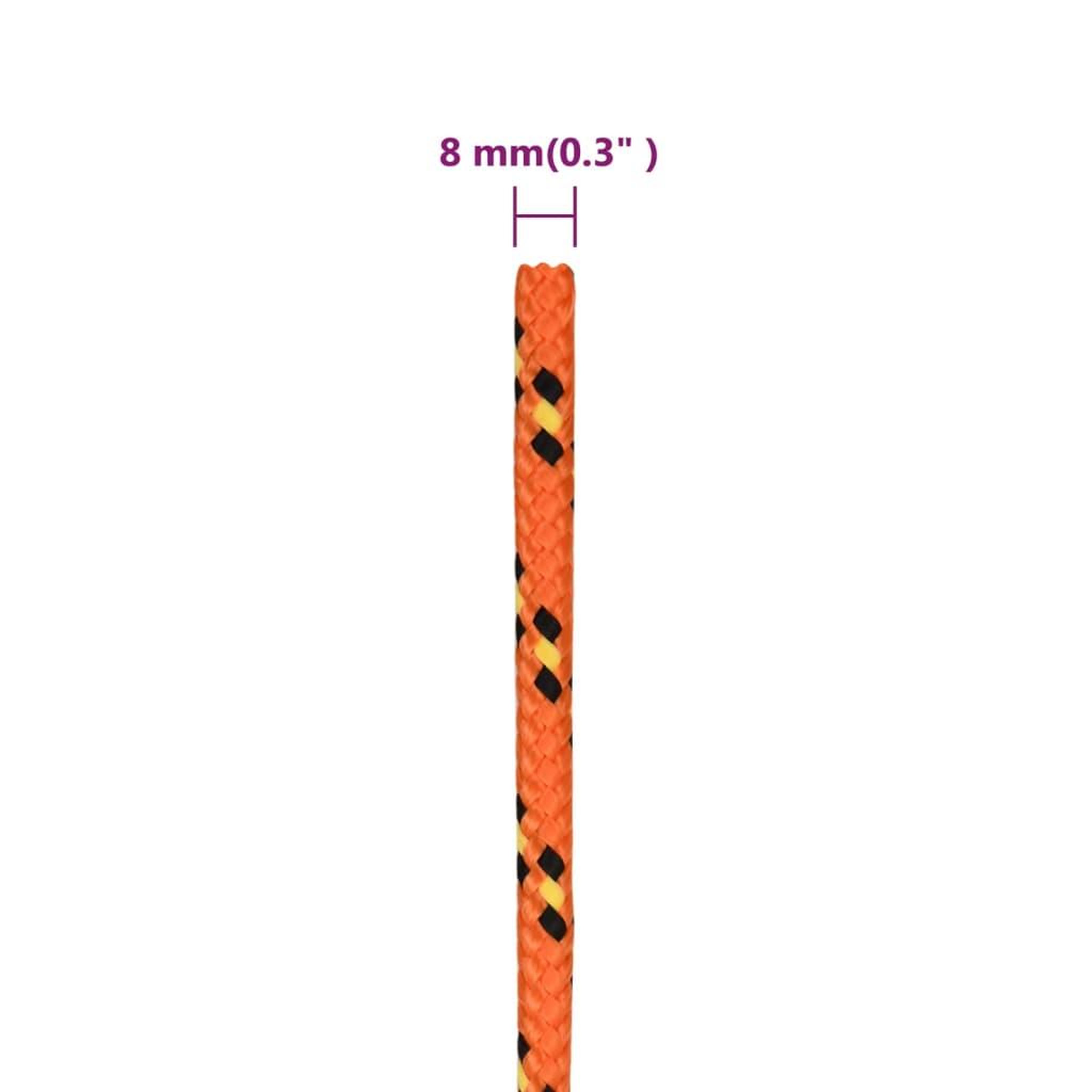 Voir la diapositive 6 : VIDAXL Corde de bateau Orange 8 mm 250 m Polypropylene
