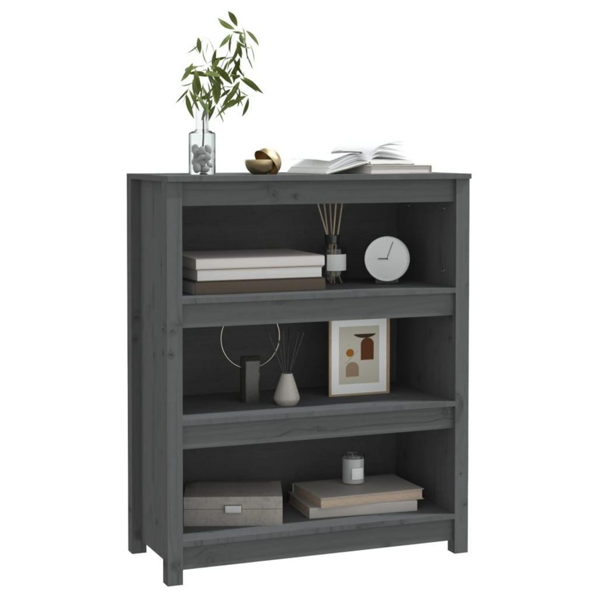 VIDAXL Bibliotheque Gris 80x35x97 cm Bois de pin massif