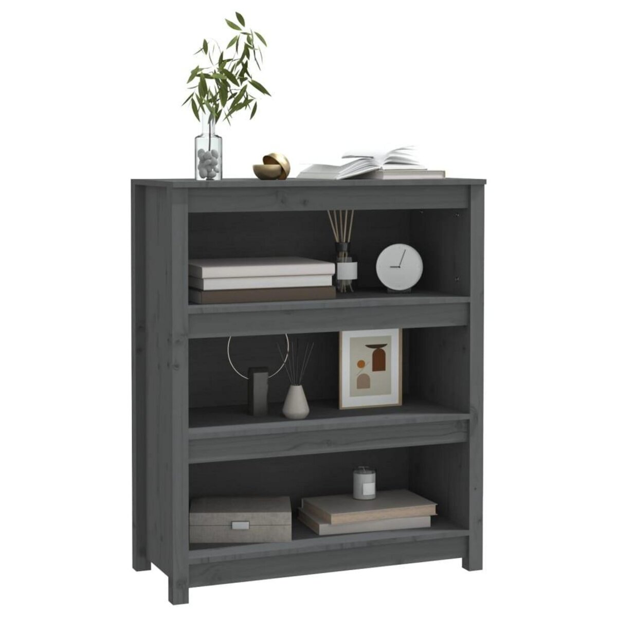 VIDAXL Bibliotheque Gris 80x35x97 cm Bois de pin massif