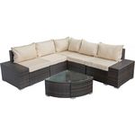 Habitat et Jardin Salon de jardin en résine tressée  Zelda  - 5 places - Marron