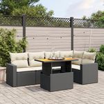 VIDAXL Salon de jardin 6 pcs avec coussins noir resine tressee