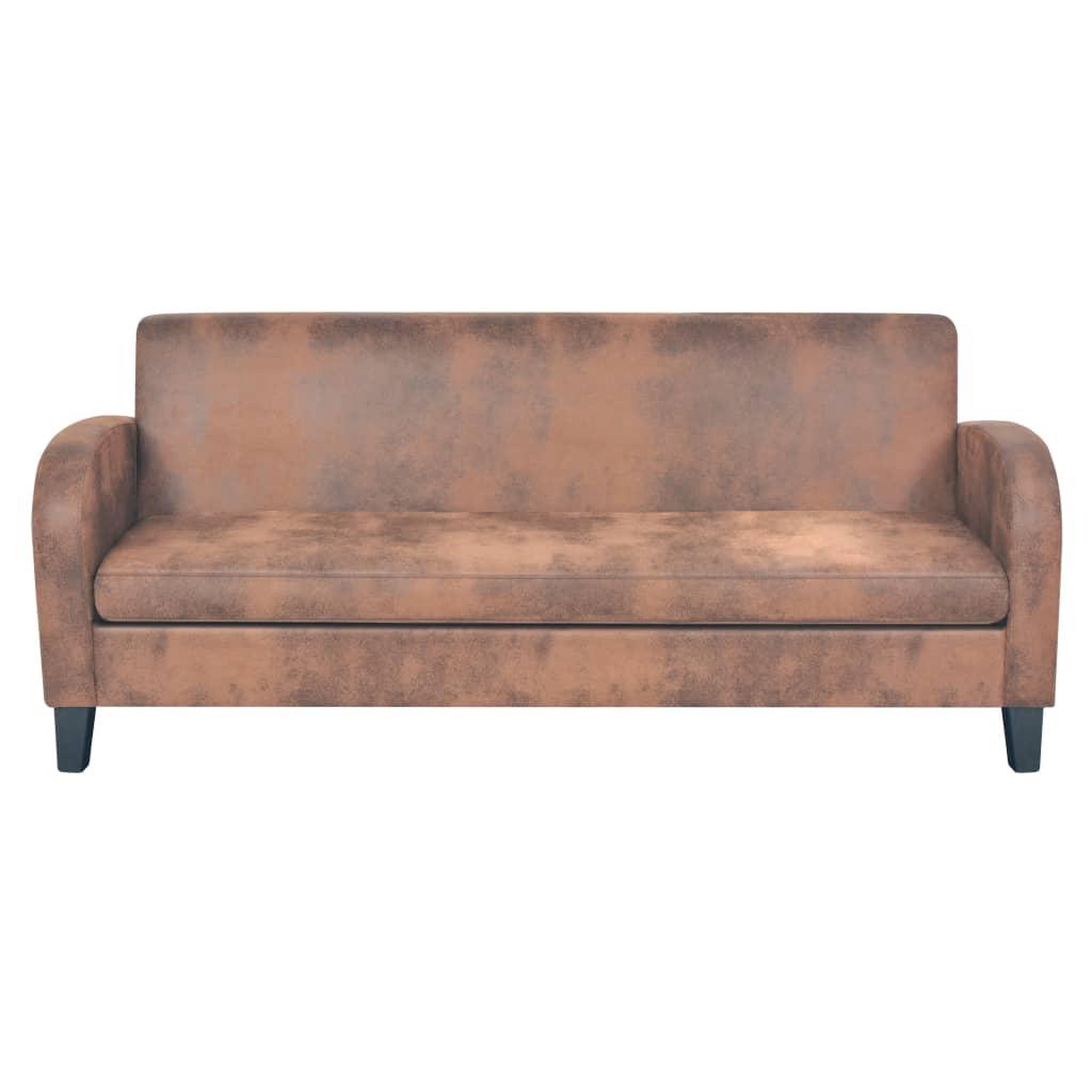 Voir la diapositive 2 : VIDAXL Canape a 3 places Daim synthetique Marron