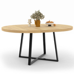 ID MARKET Table à manger extensible ronde SELMA 4-8 personnes bois et noir 120-160 cm