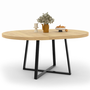 Voir la diapositive 1 : ID MARKET Table à manger extensible ronde SELMA 4-8 personnes bois et noir 120-160 cm