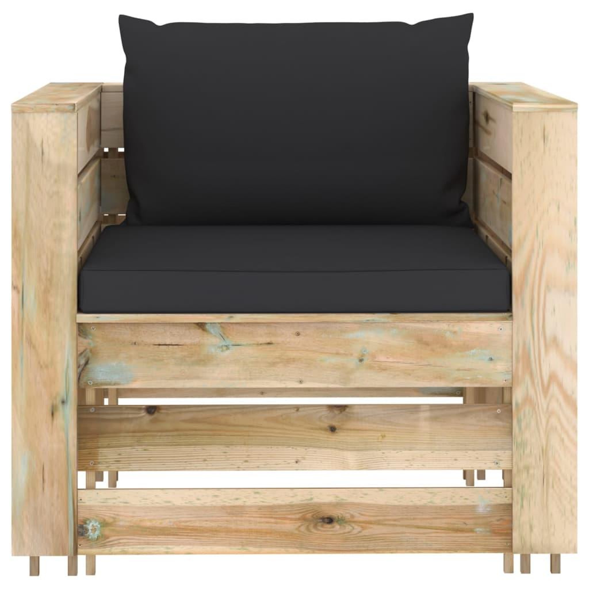 Voir la diapositive 3 : VIDAXL Salon de jardin 2 pcs avec coussins Bois impregne de vert
