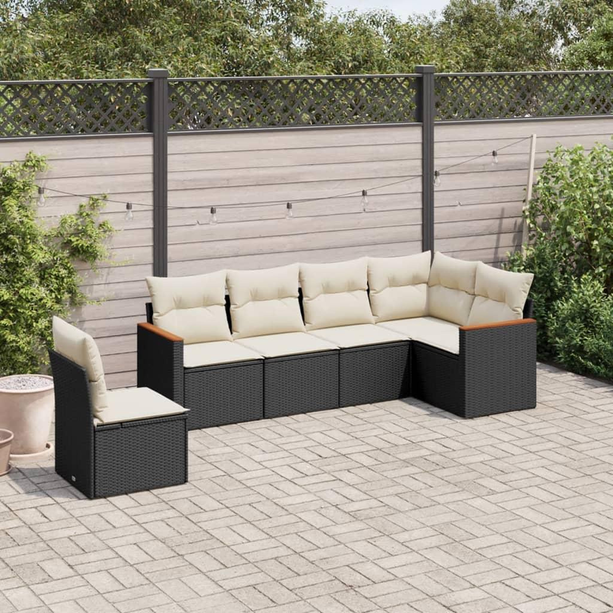 VIDAXL Salon de jardin 6 pcs avec coussins noir resine tressee