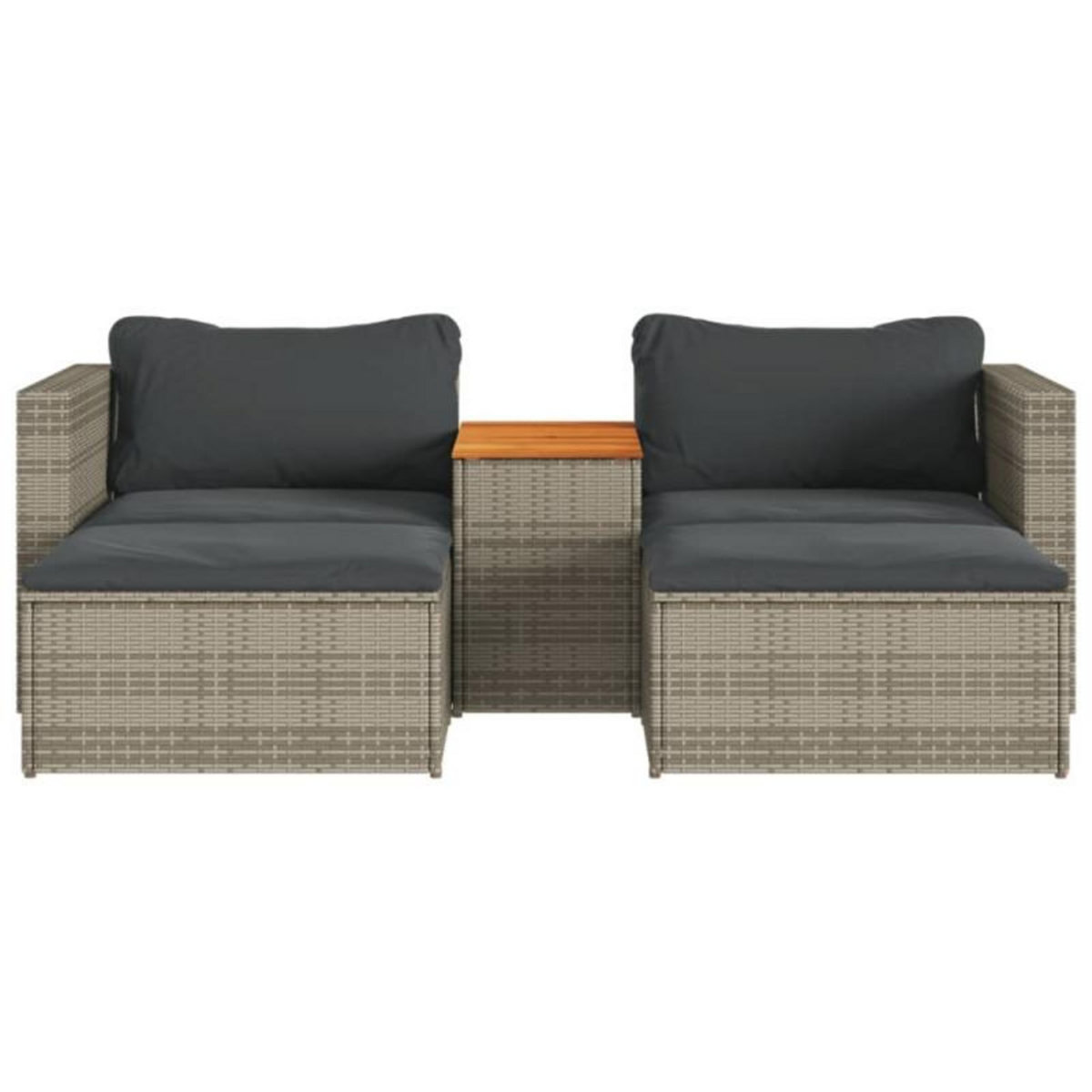VIDAXL Salon de jardin 5 pcs avec coussins gris résine tressée acacia