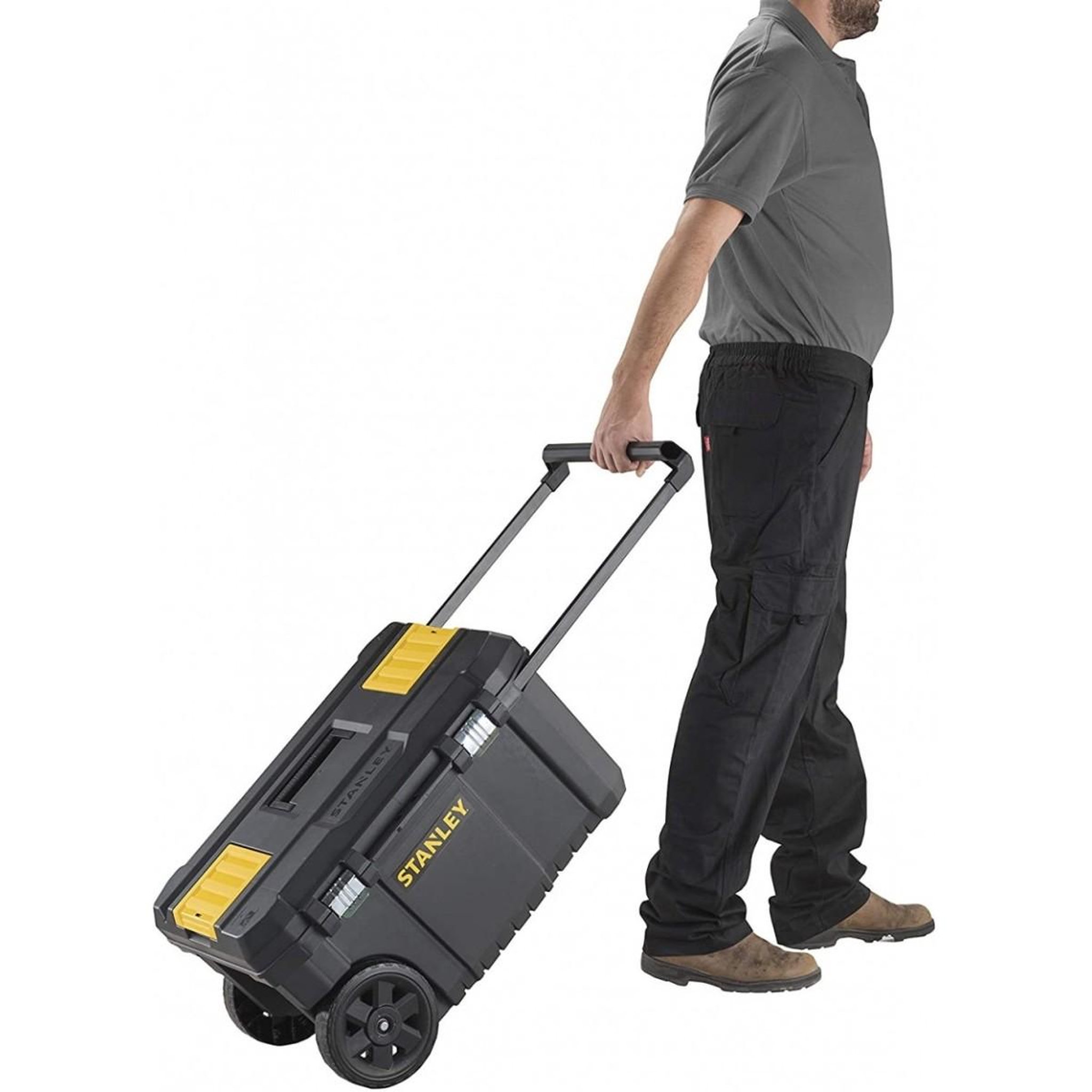 Voir la diapositive 4 : Stanley Servante à outils 50l roulante essential stanley plateau amovible poignée métal