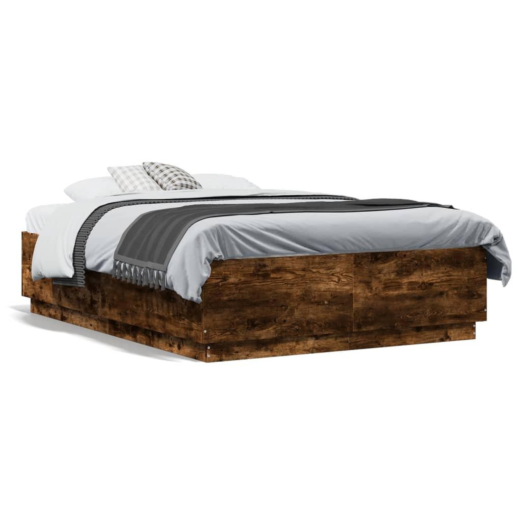 Voir la diapositive 5 : VIDAXL Cadre de lit avec LED sans matelas chene fume 135x190 cm