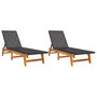 Voir la diapositive 2 : VIDAXL Chaises longues lot de 2 noir/marron resine tressee/bois acacia