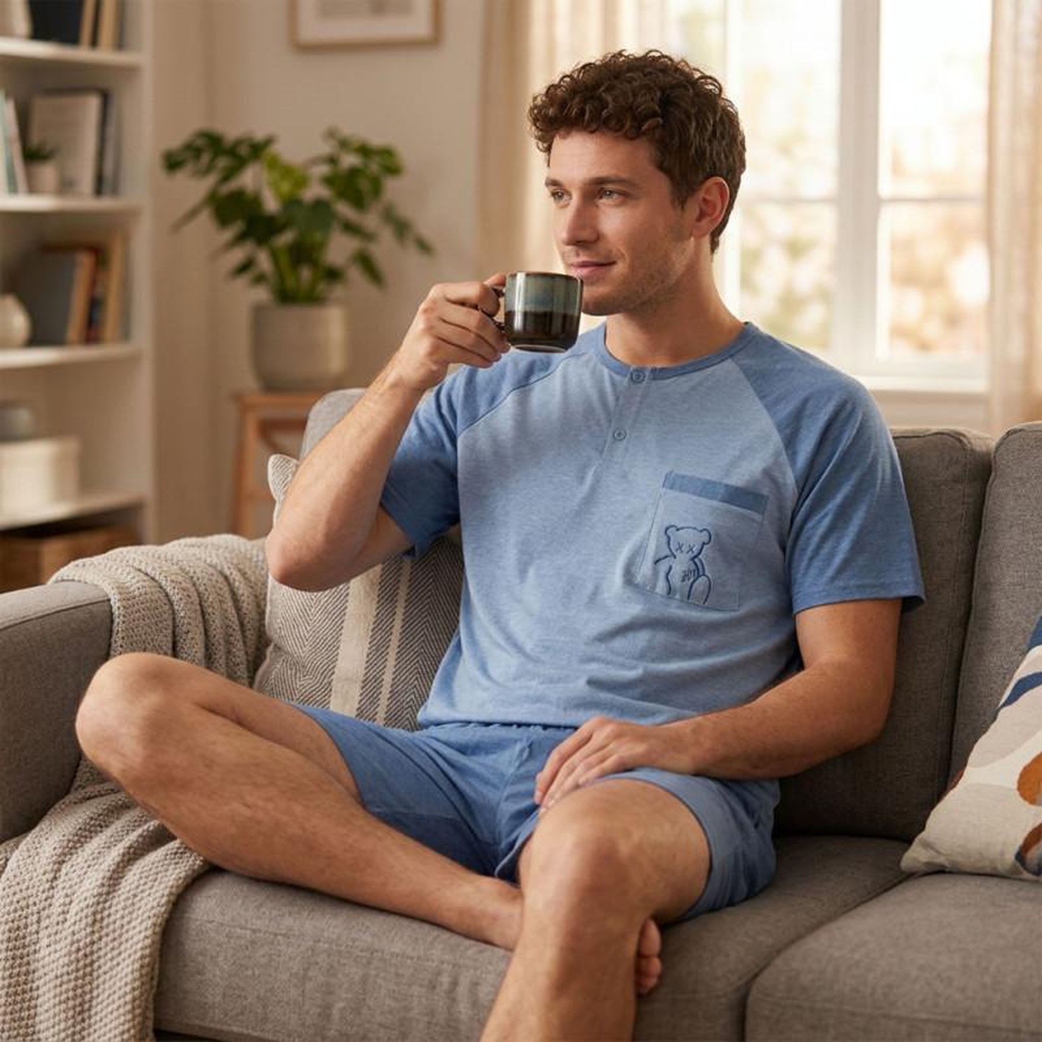 Voir la diapositive 4 : OZABI OZABI Ensemble Pyjama Pyjama Court Homme Coton