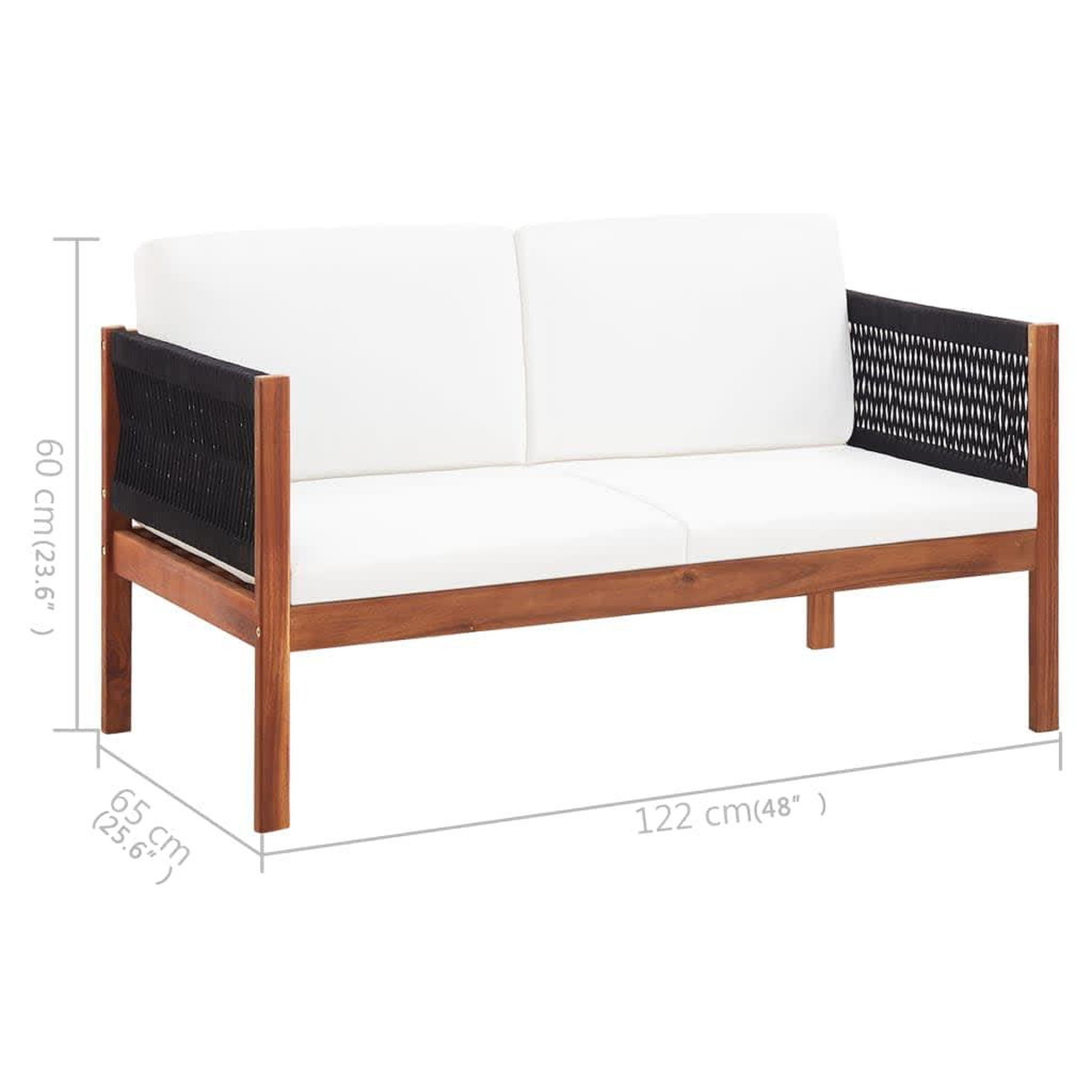 Voir la diapositive 6 : VIDAXL Canape de jardin a 2 places Bois d'acacia massif