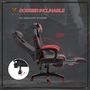 Voir la diapositive 5 : HOMCOM HOMCOM Fauteuil de bureau manager grand confort style baquet racing gamer pivotant inclinable avec coussins et repose-pieds revêtement synthétique noir rouge