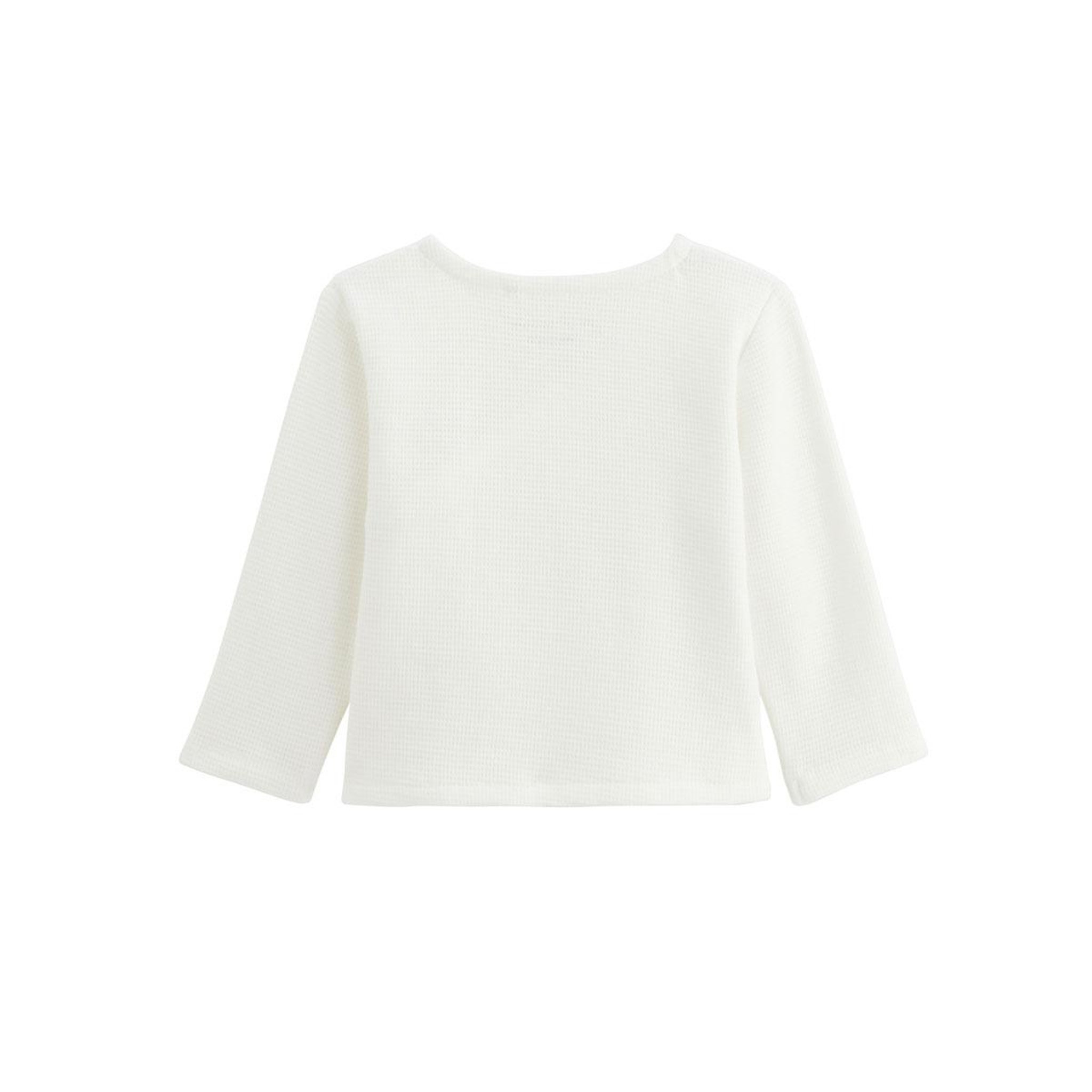 Voir la diapositive 2 : Petit Béguin Ensemble bébé gilet et pantalon en coton nid d'abeille Miss Plume