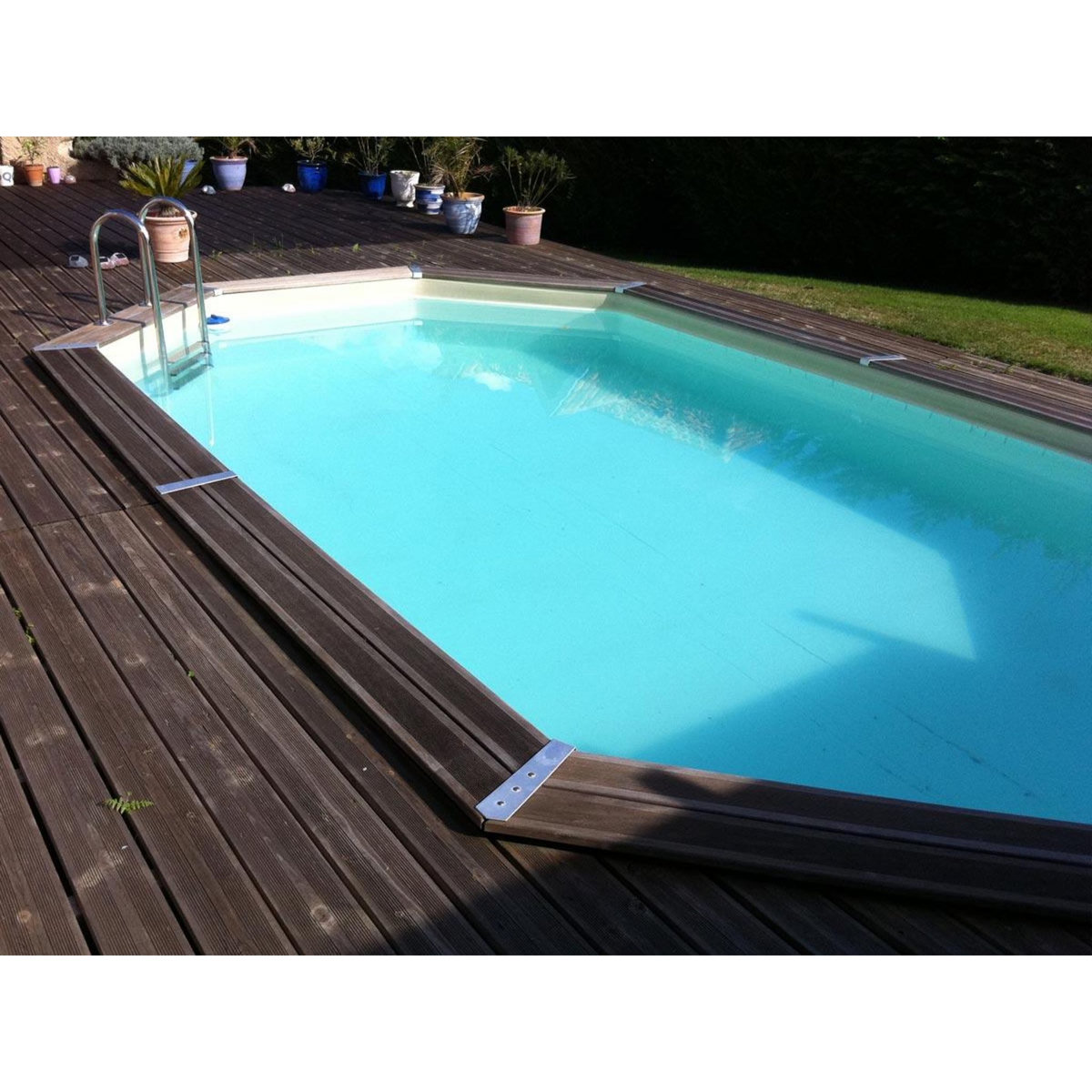 Ubbink Piscine bois Océa 6,10 x 4,00 x 1,30 m - Liner gris - Ubbink