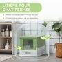 Voir la diapositive 4 : PAWHUT Maison de toilette pliable pour chat - tiroir à litière coulissant, porte battante et trappe transparente, pelle - blanc vert