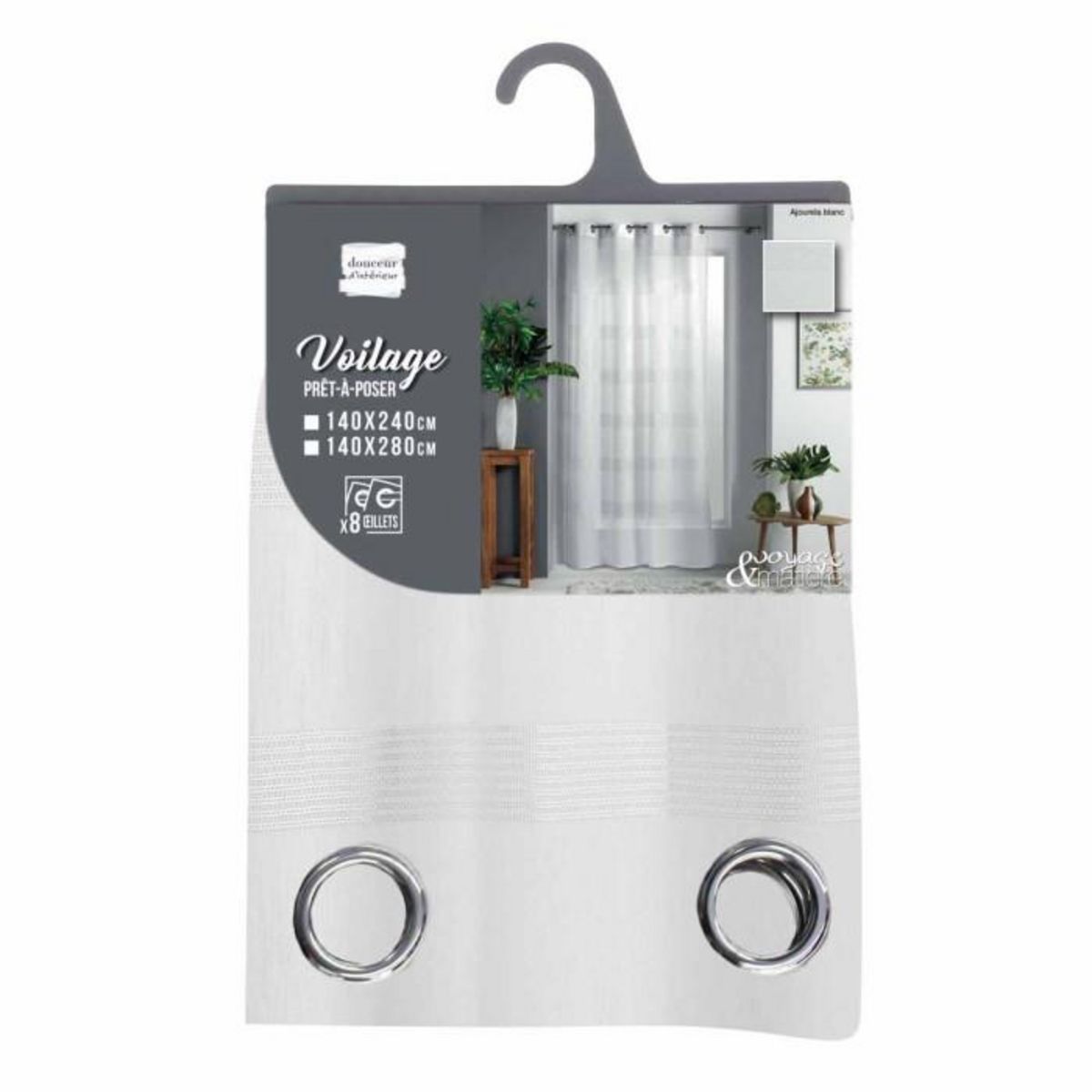 Paris Prix Rideau Voilage à Œillets  Ajourela  140x240cm Blanc